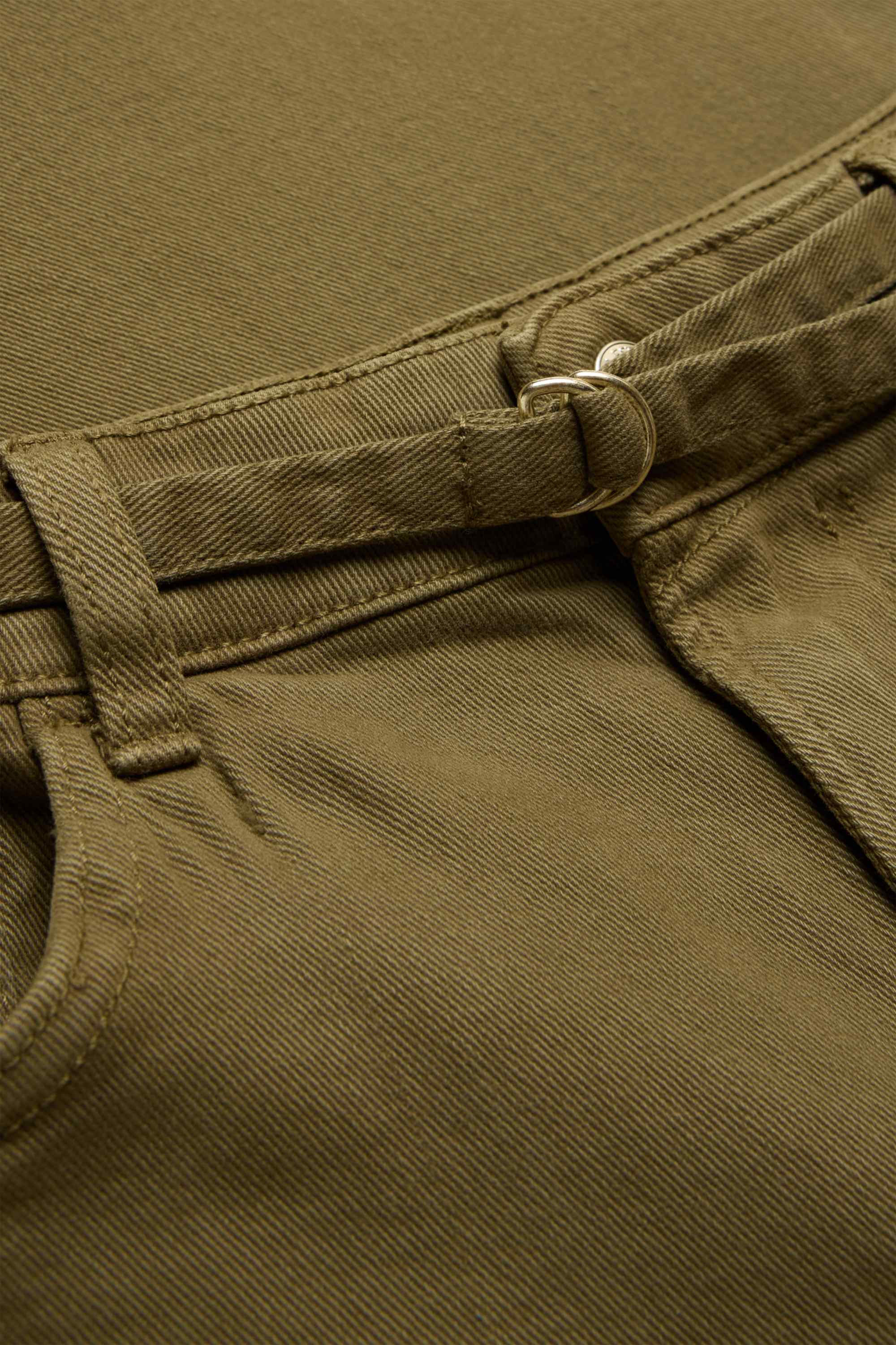 Wide leg jeans with belt - high waist khaki