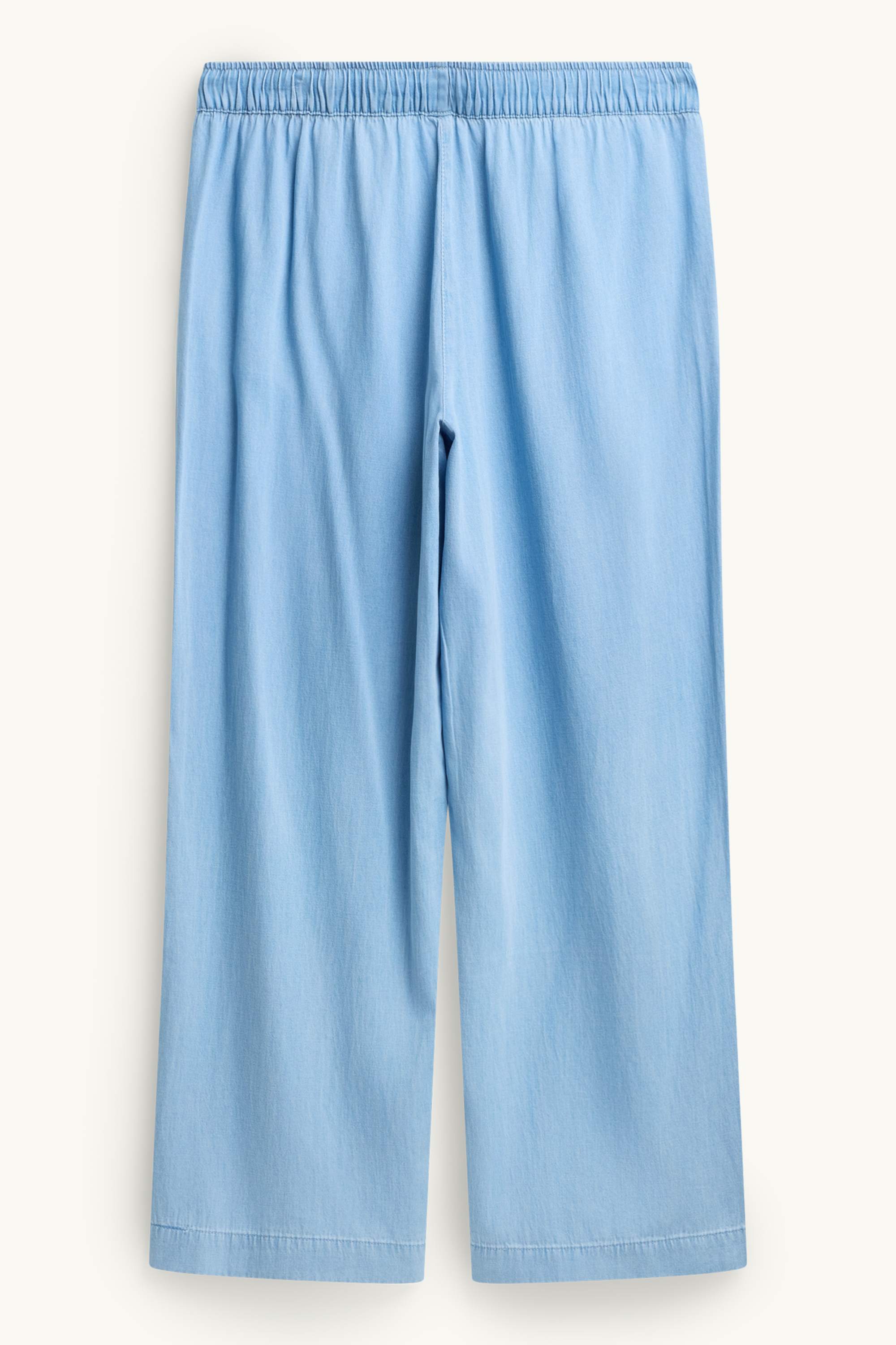 Cloth trousers - high waist - wide leg - denim look light blue