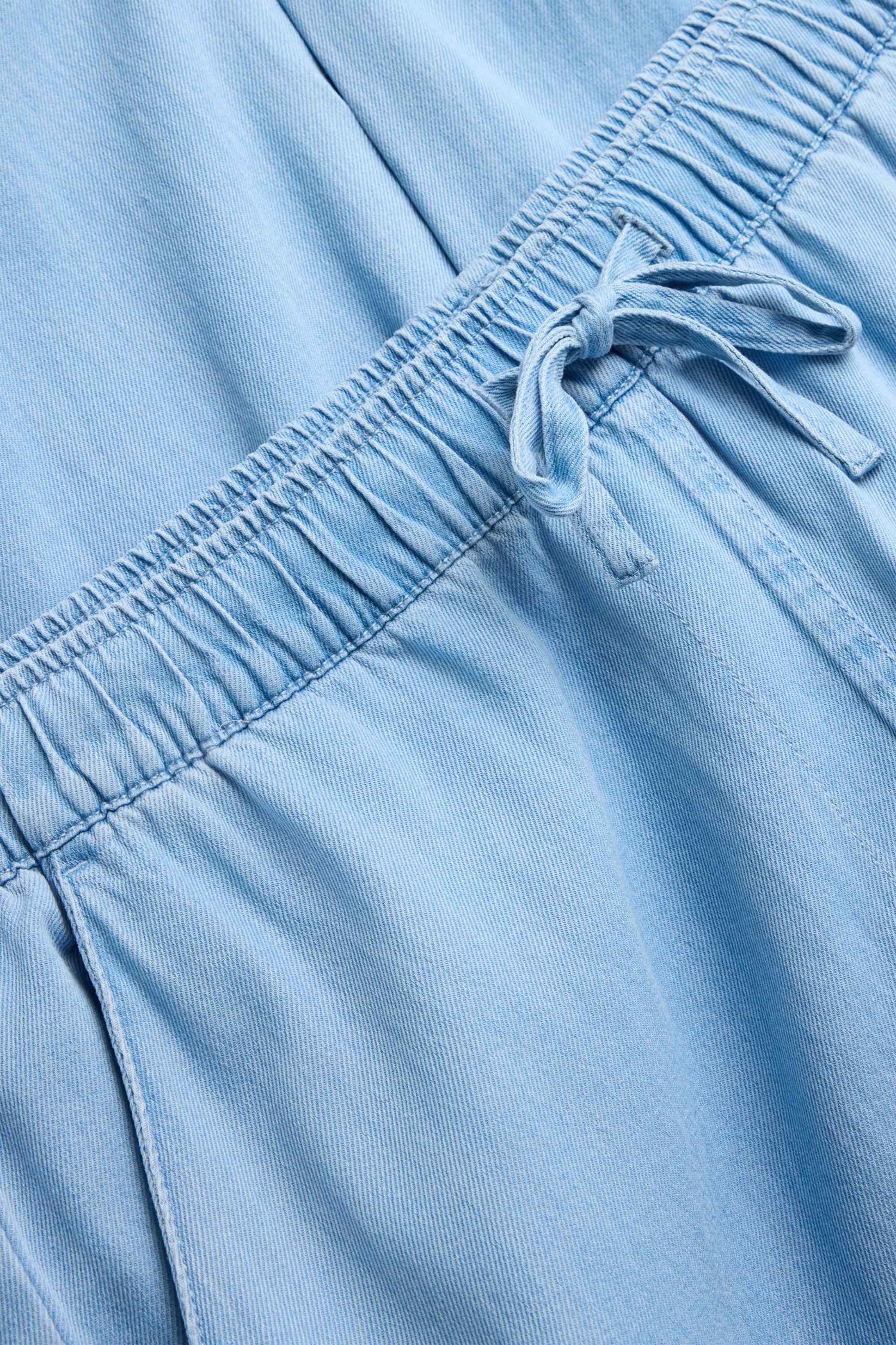 Cloth trousers - high waist - wide leg - denim look light blue