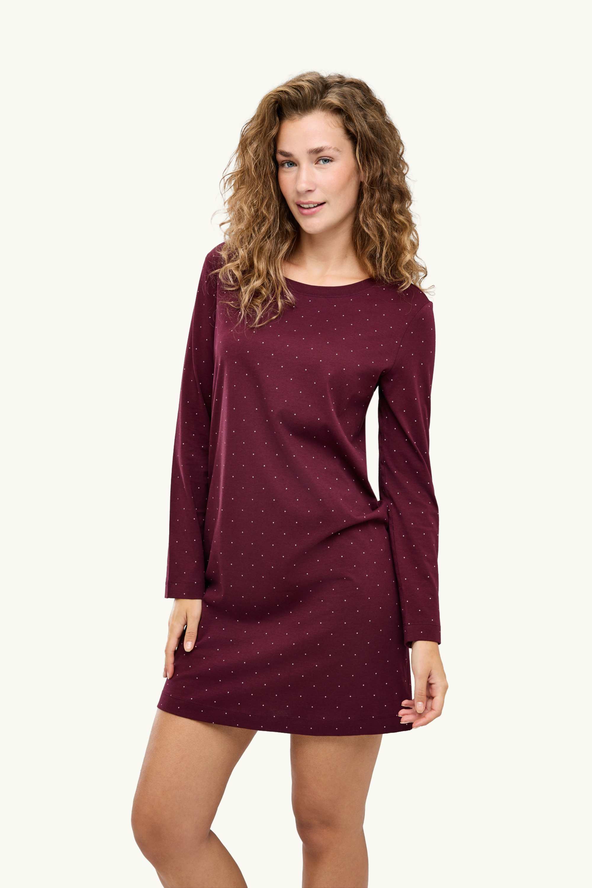 Nightdress - polka dot dark red