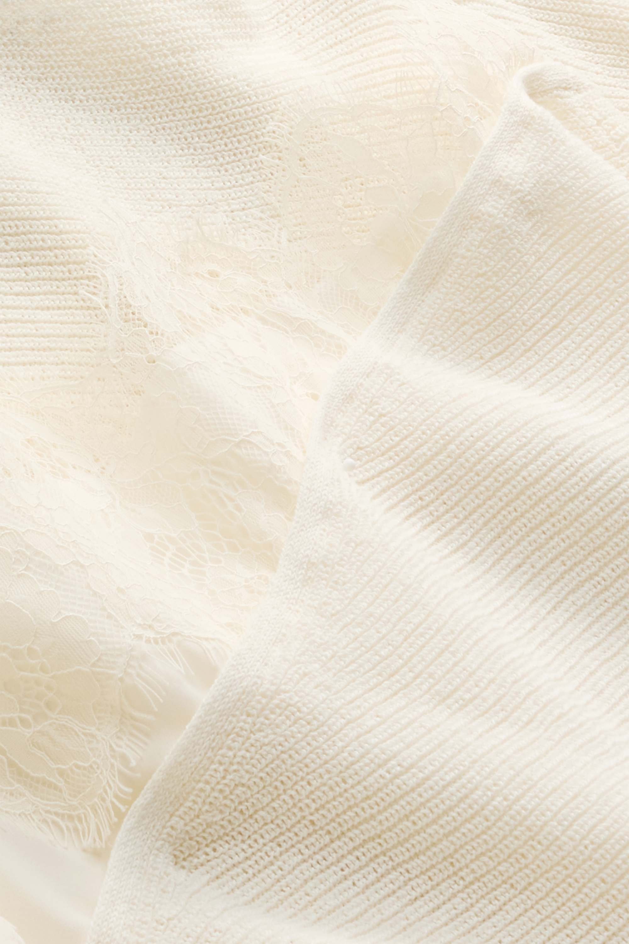 Knitted jumper - short sleeve - ribbed cremewhite
