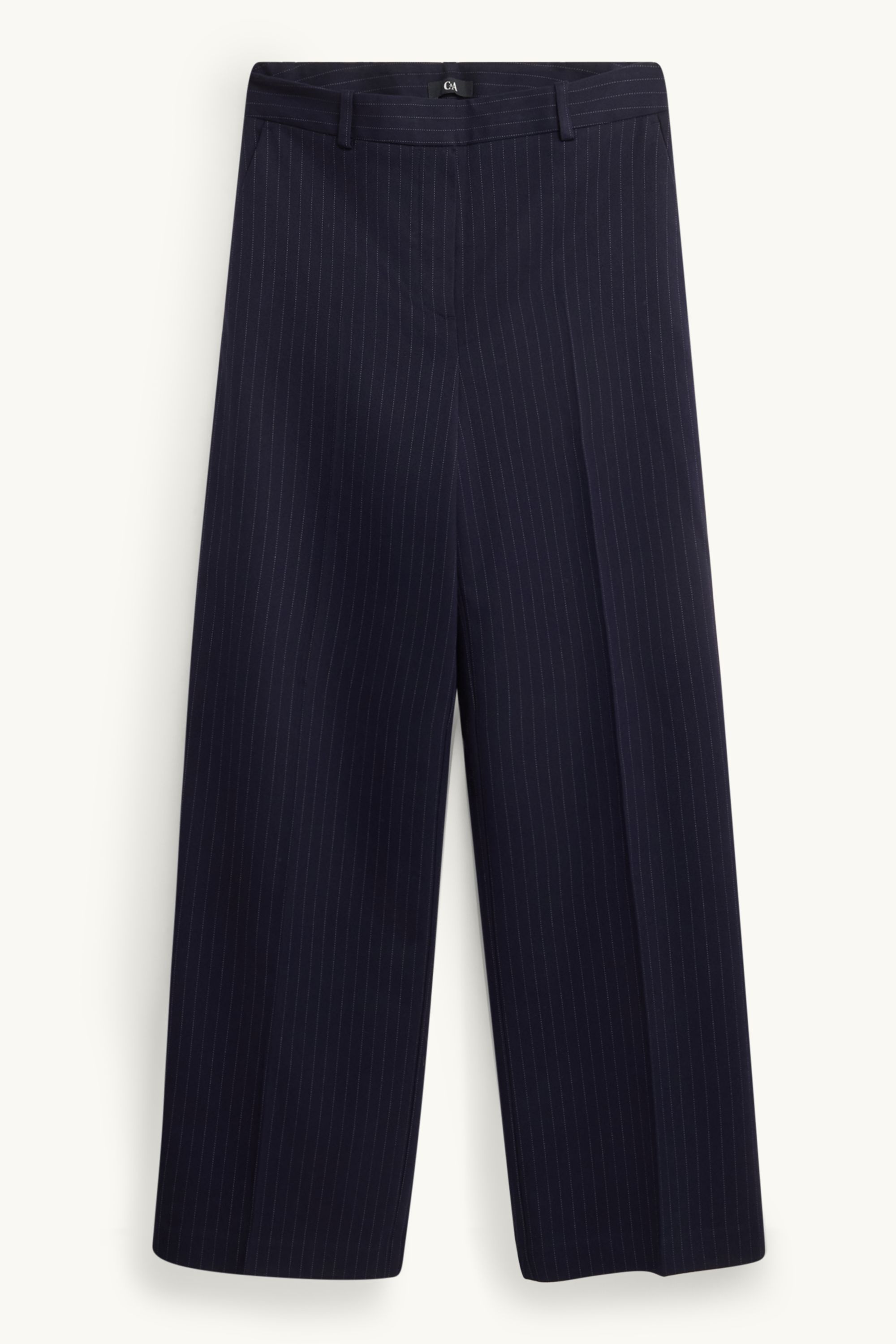 Business trousers - high waist - wide leg - striped dark blue