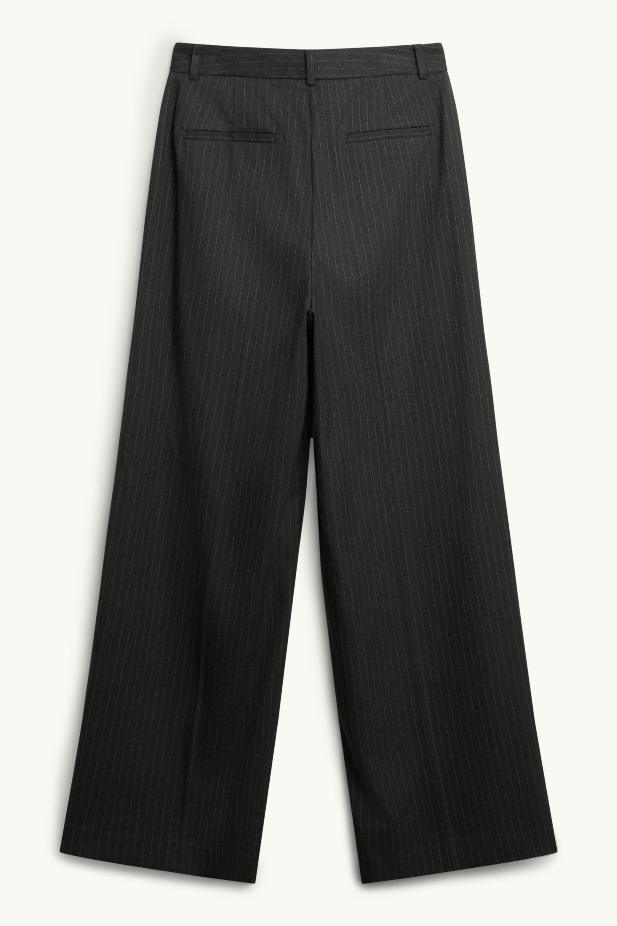 Business trousers - high waist - wide leg - striped black