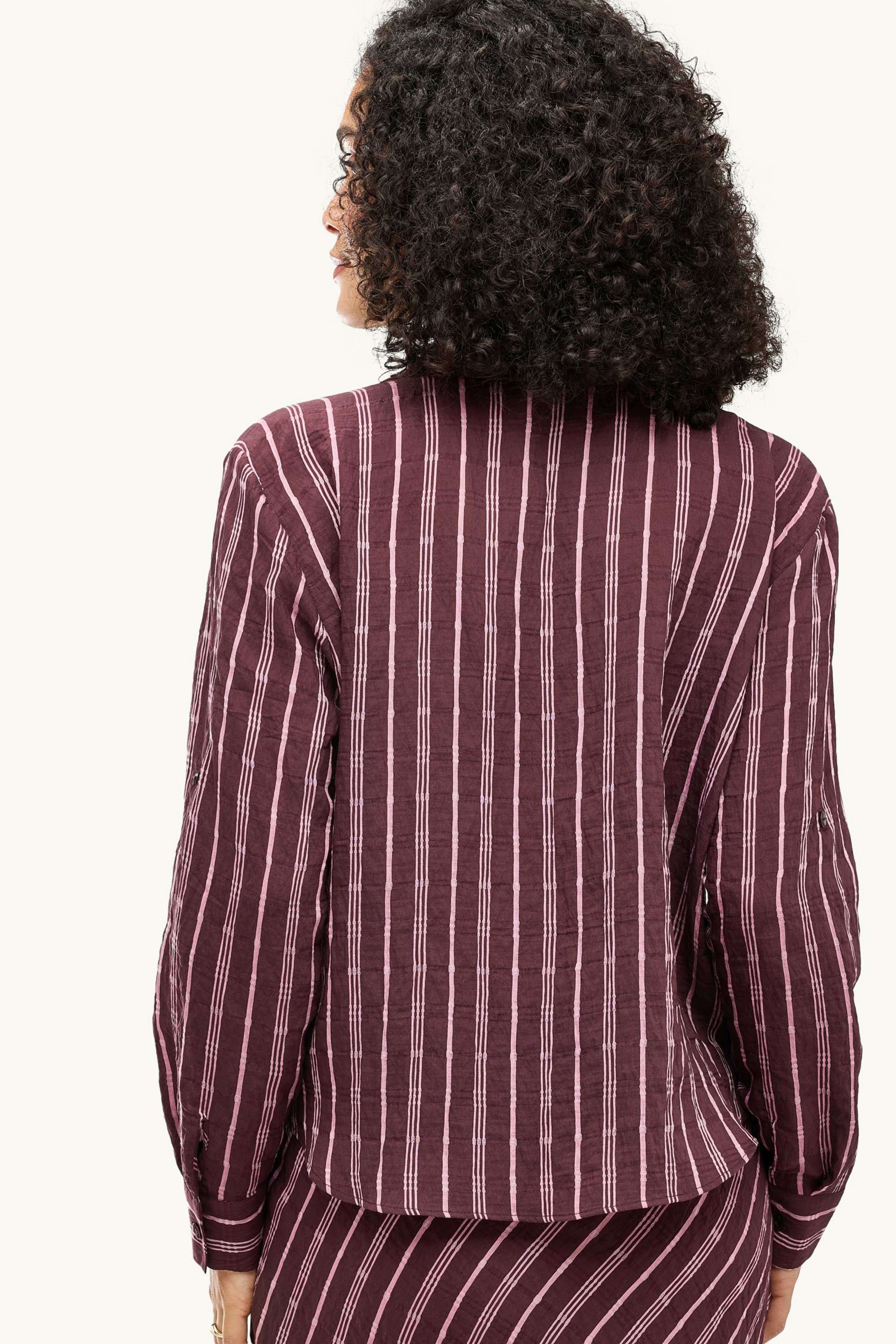 Blouse with knot detail - patterned brown