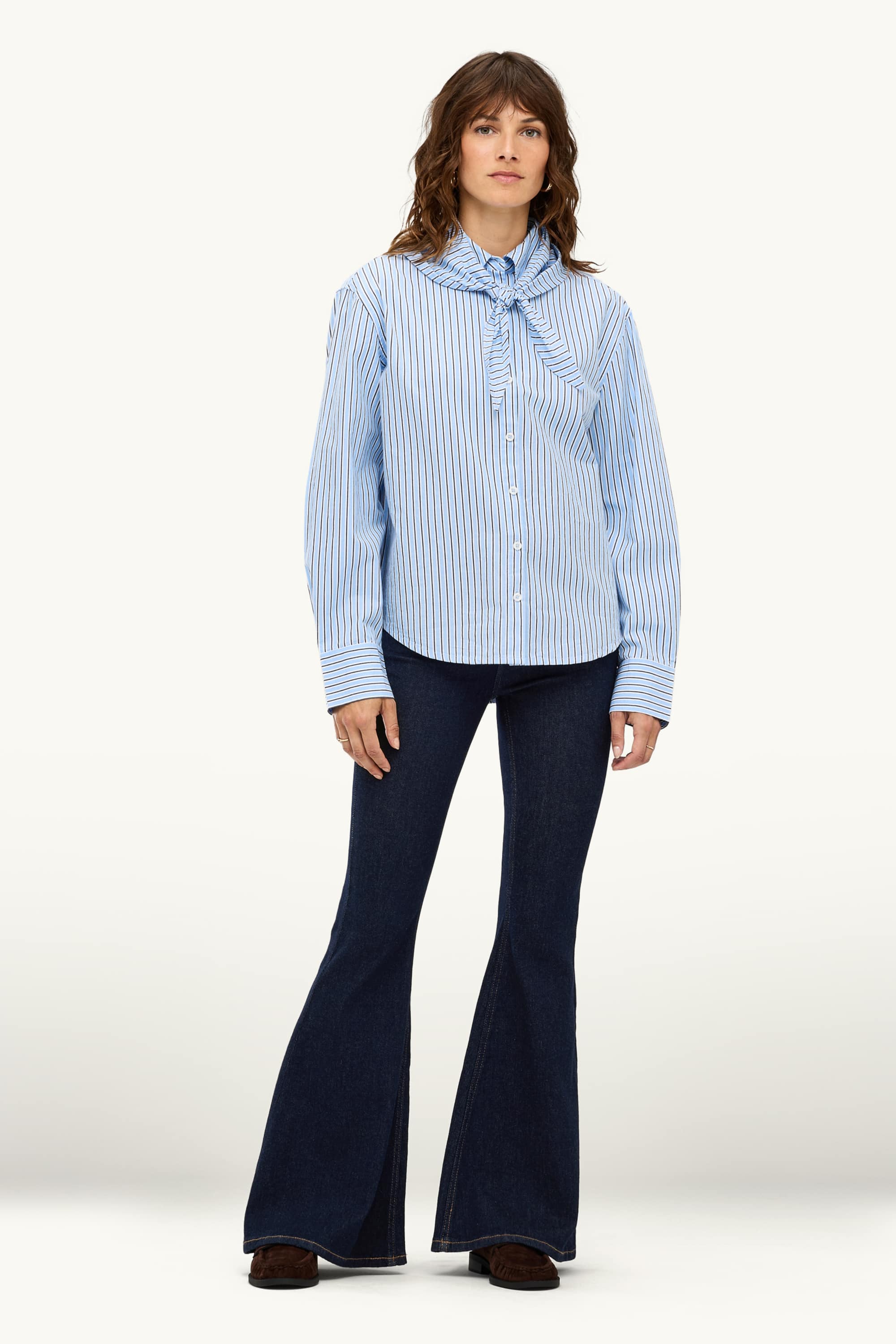 Flared jeans - mid-rise waist denim-dark blue