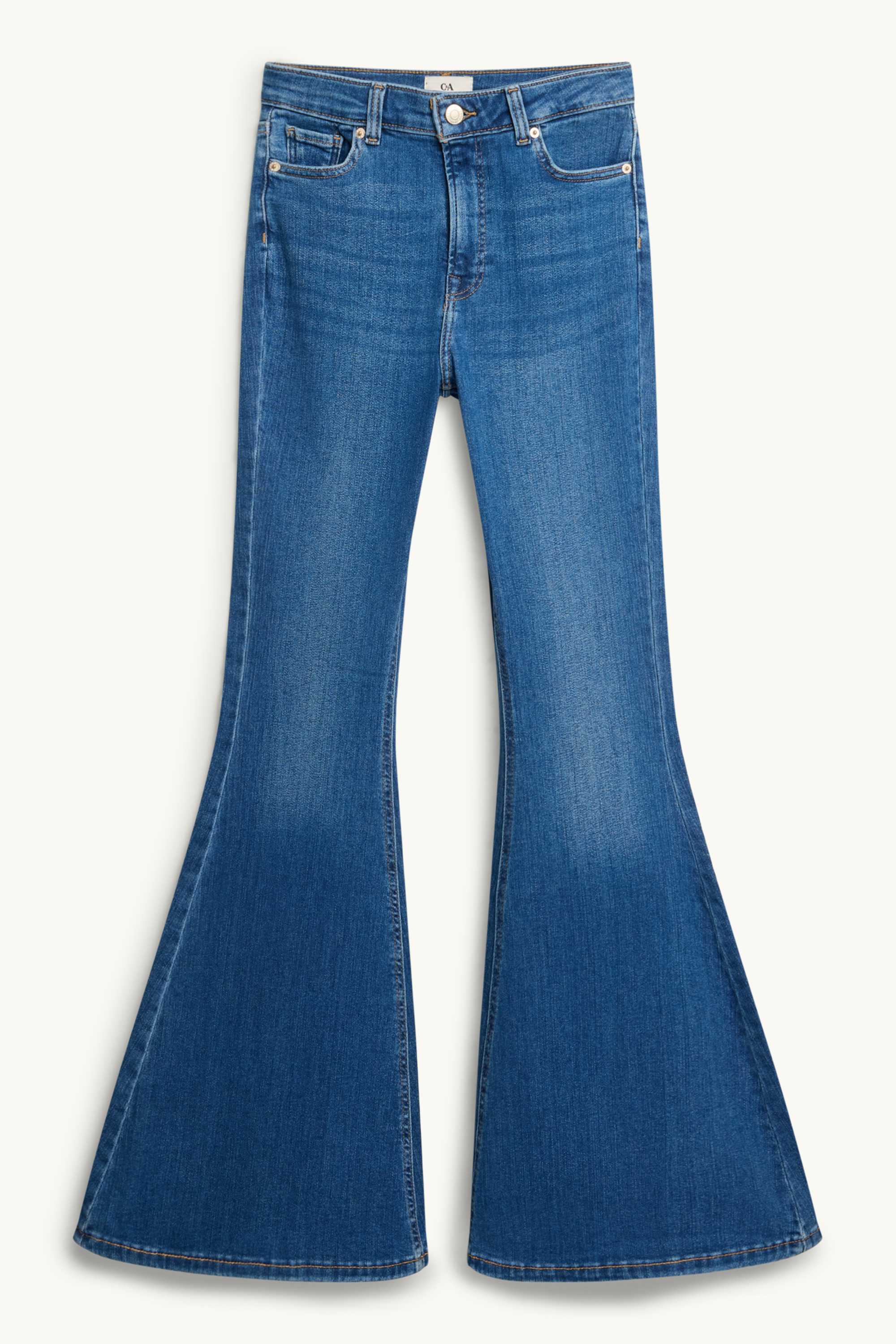 Flared jeans - mid-rise waist blue denim (3)