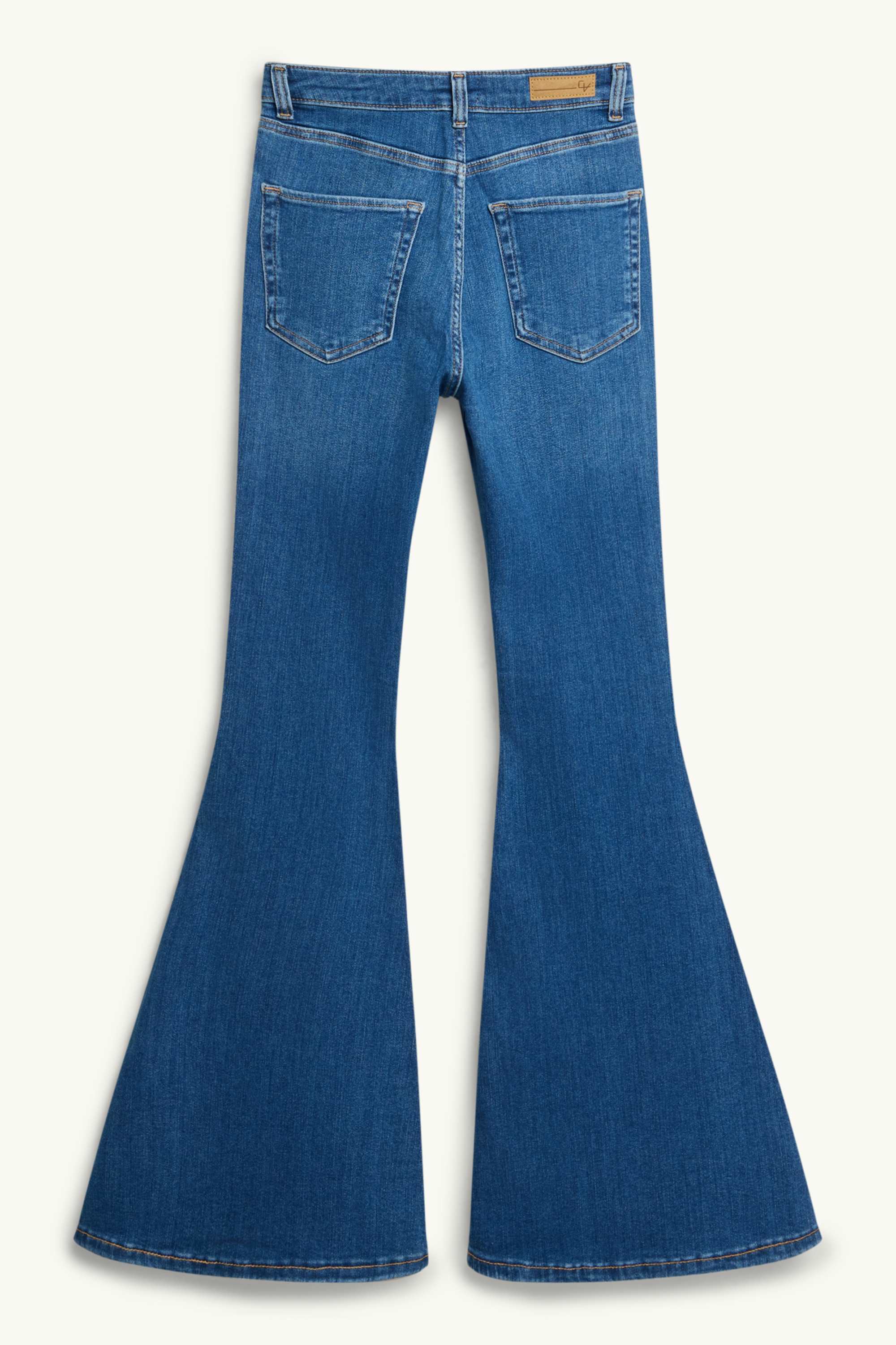 Flared jeans - mid-rise waist blue denim (3)