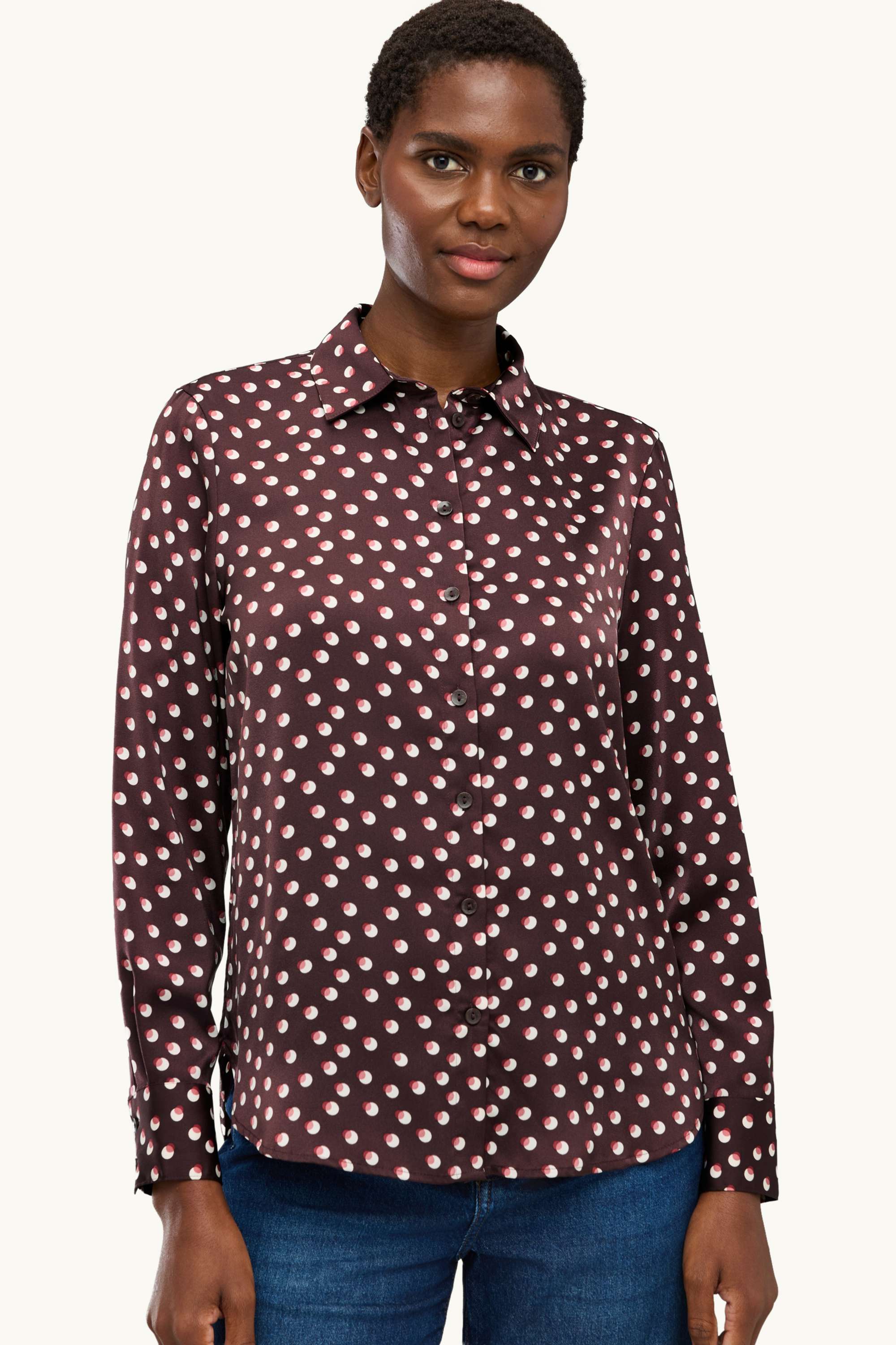 Shirt blouse - polka dot bordeaux / white