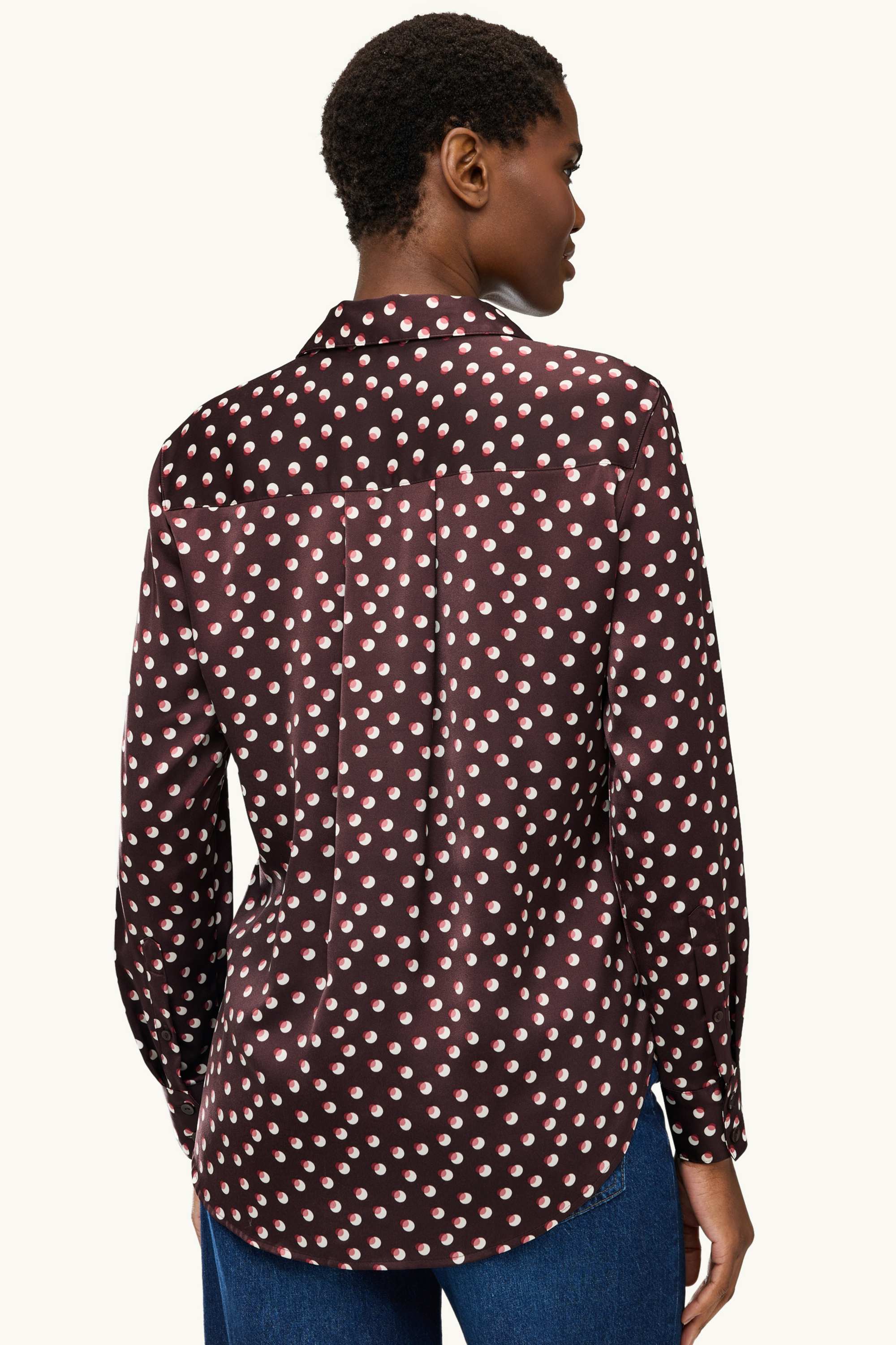 Shirt blouse - polka dot bordeaux / white