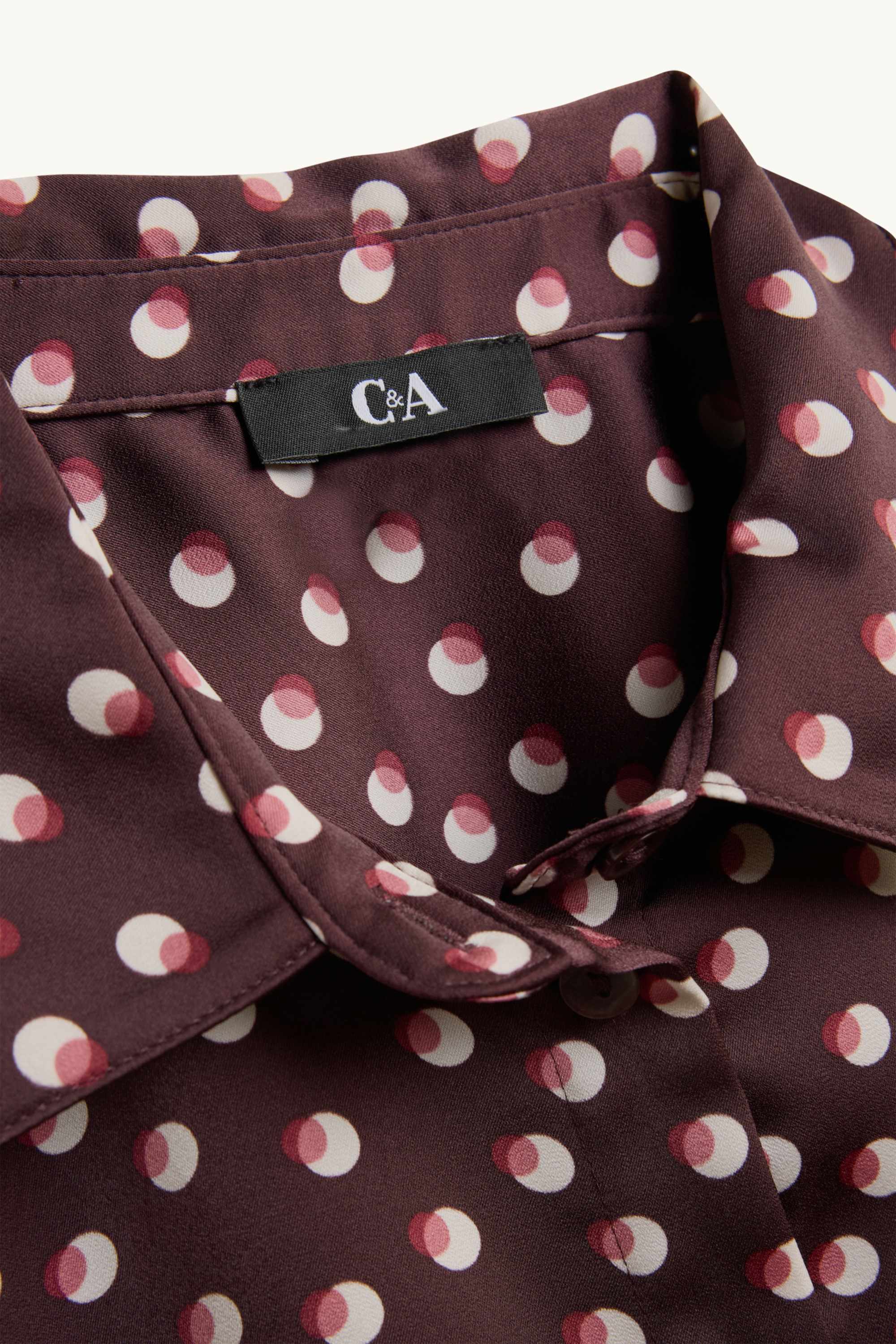 Shirt blouse - polka dot bordeaux / white