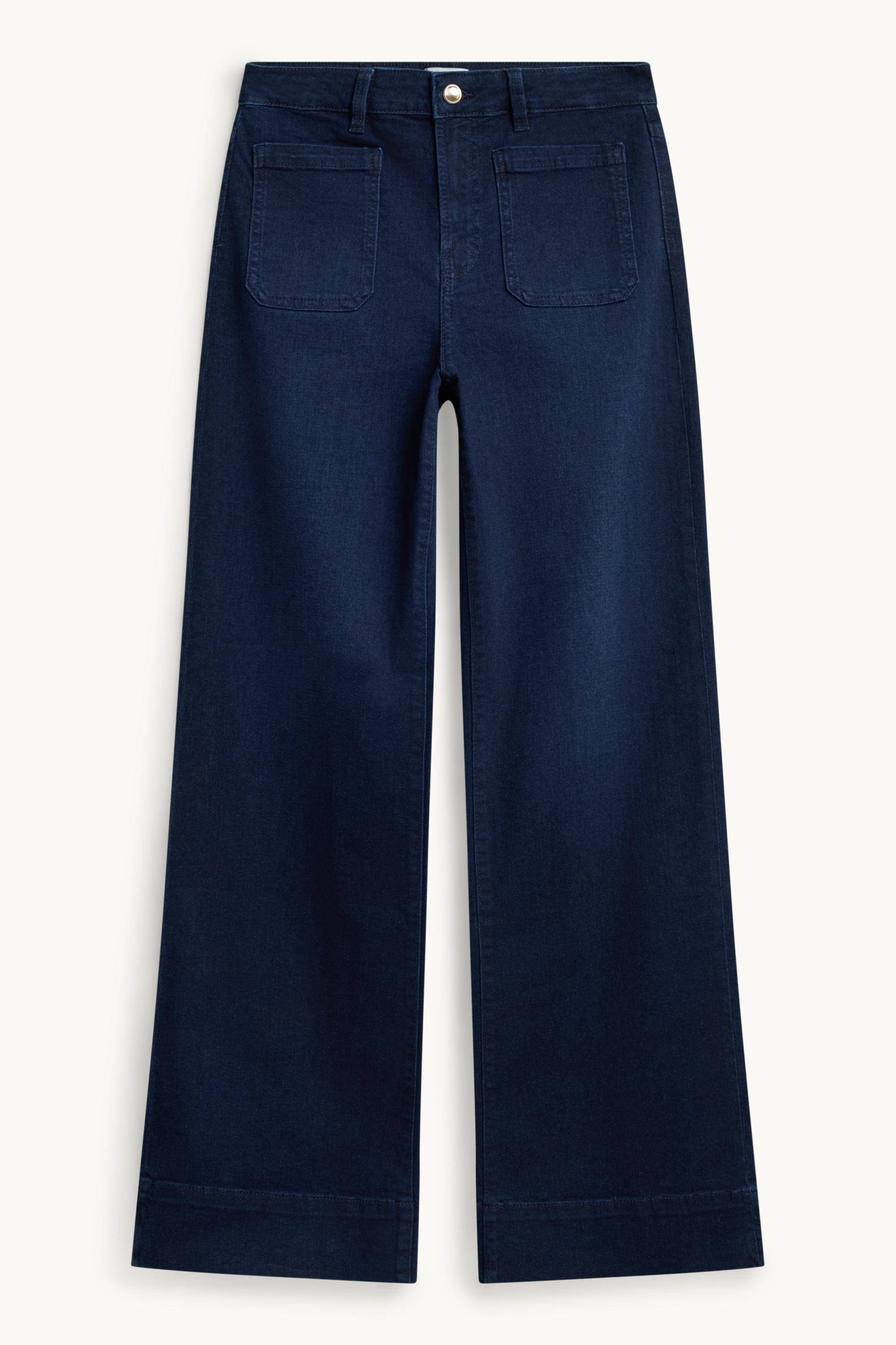 Wide leg jeans - mid-rise waist denim-dark blue