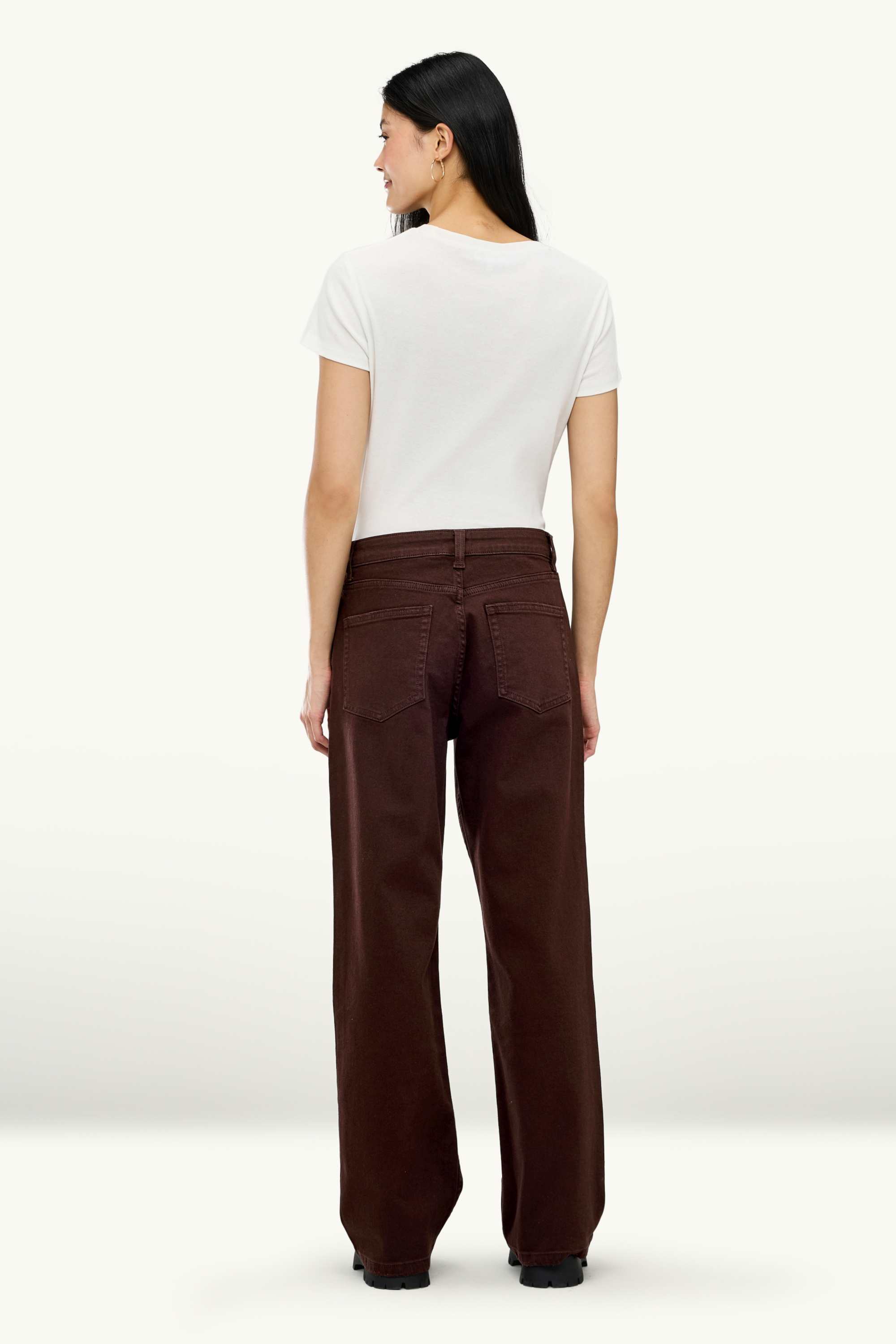 Baggy jeans - mid-rise waist dark brown