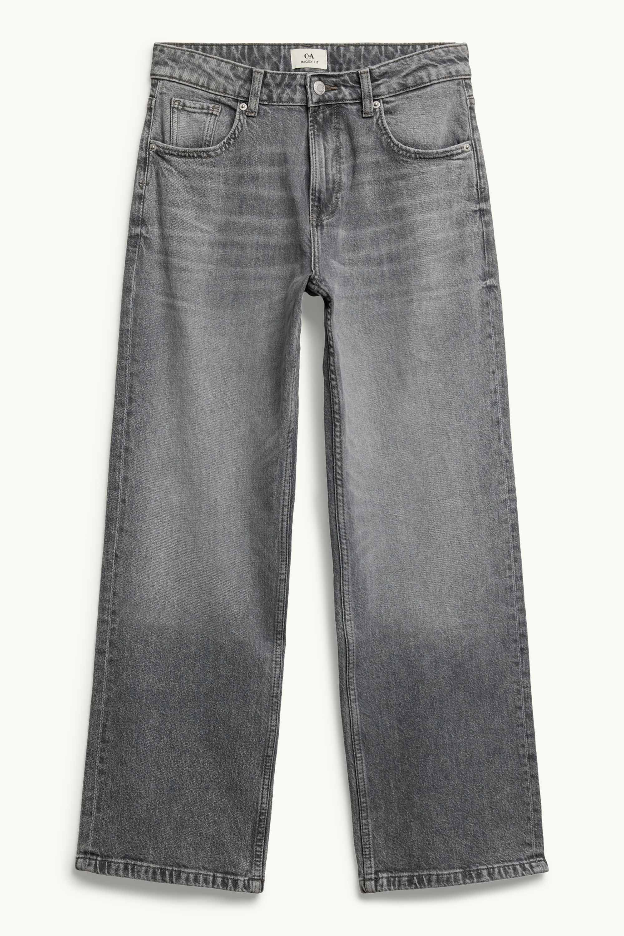 Baggy jeans - mid-rise waist denim-gray