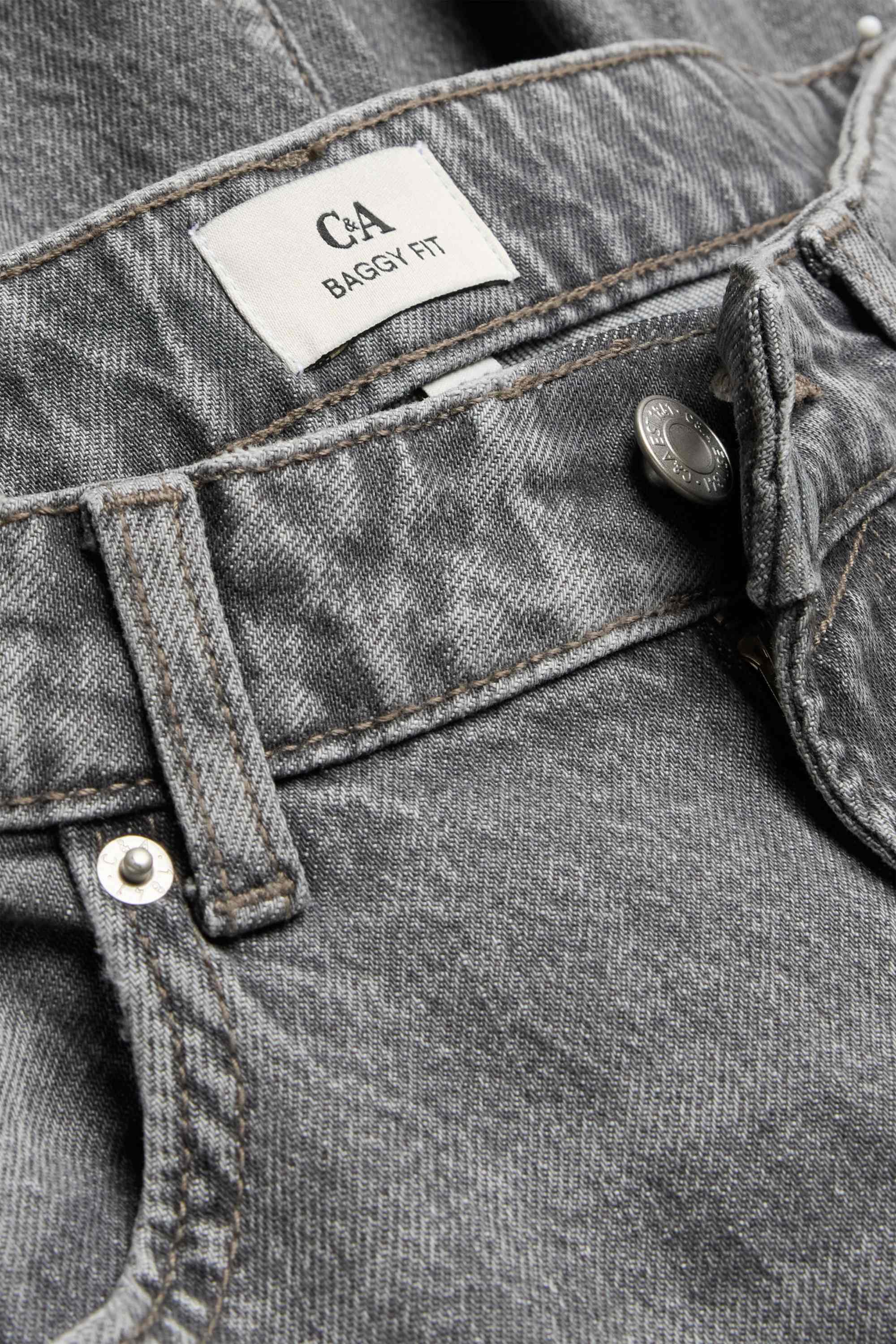 Baggy jeans - mid-rise waist denim-gray
