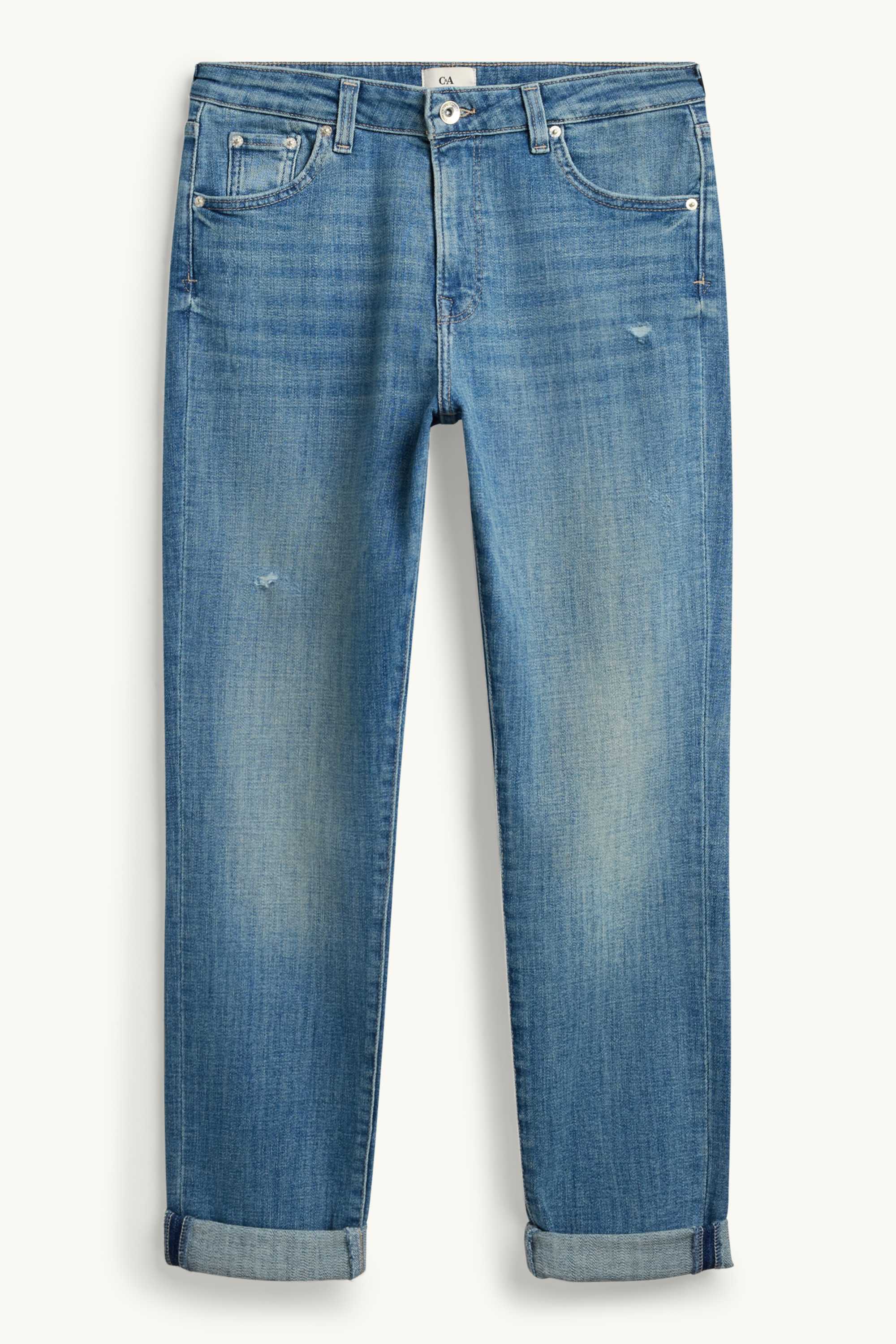 Boyfriend jeans - mid-rise waist blue denim