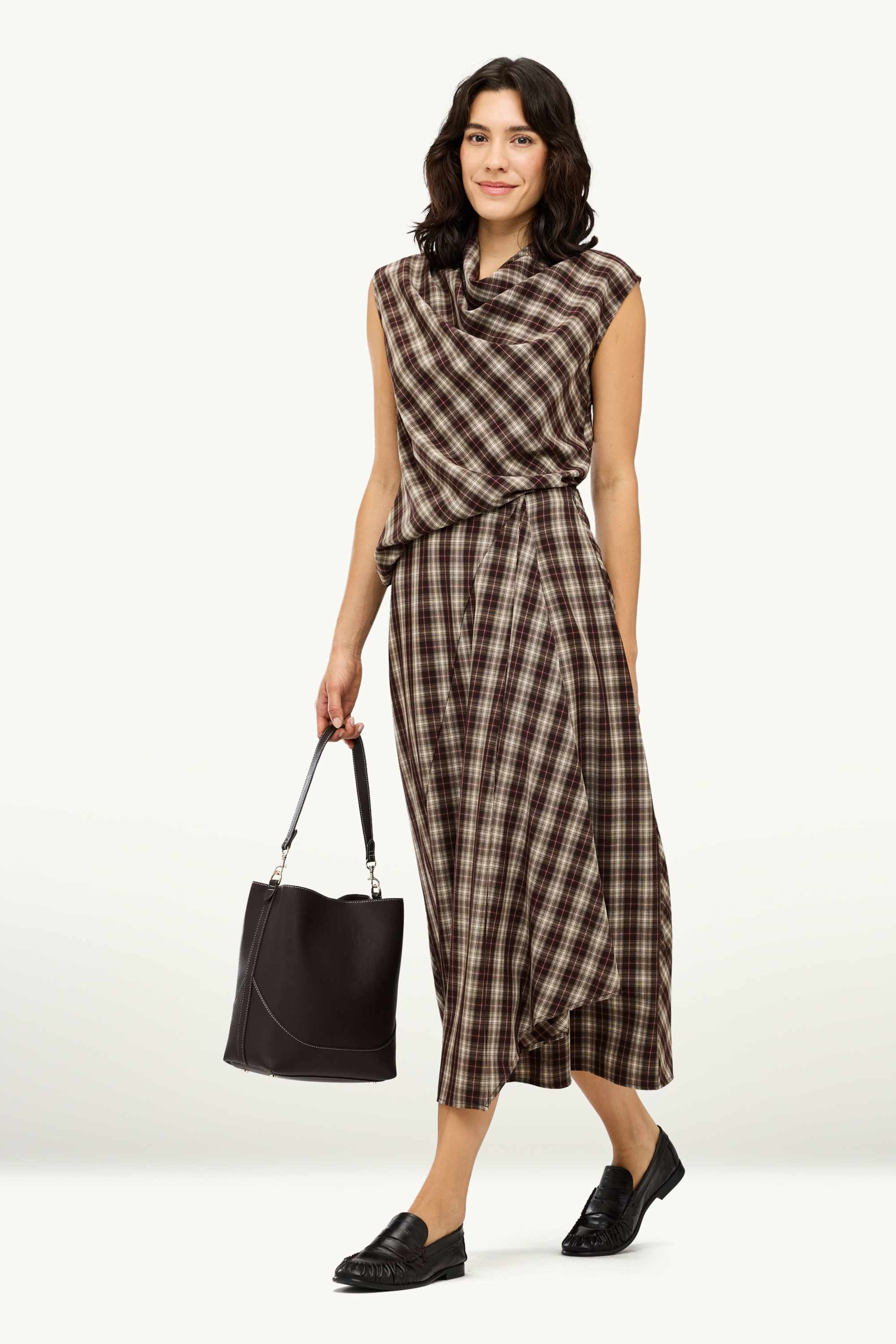 Skirt - check beige / brown