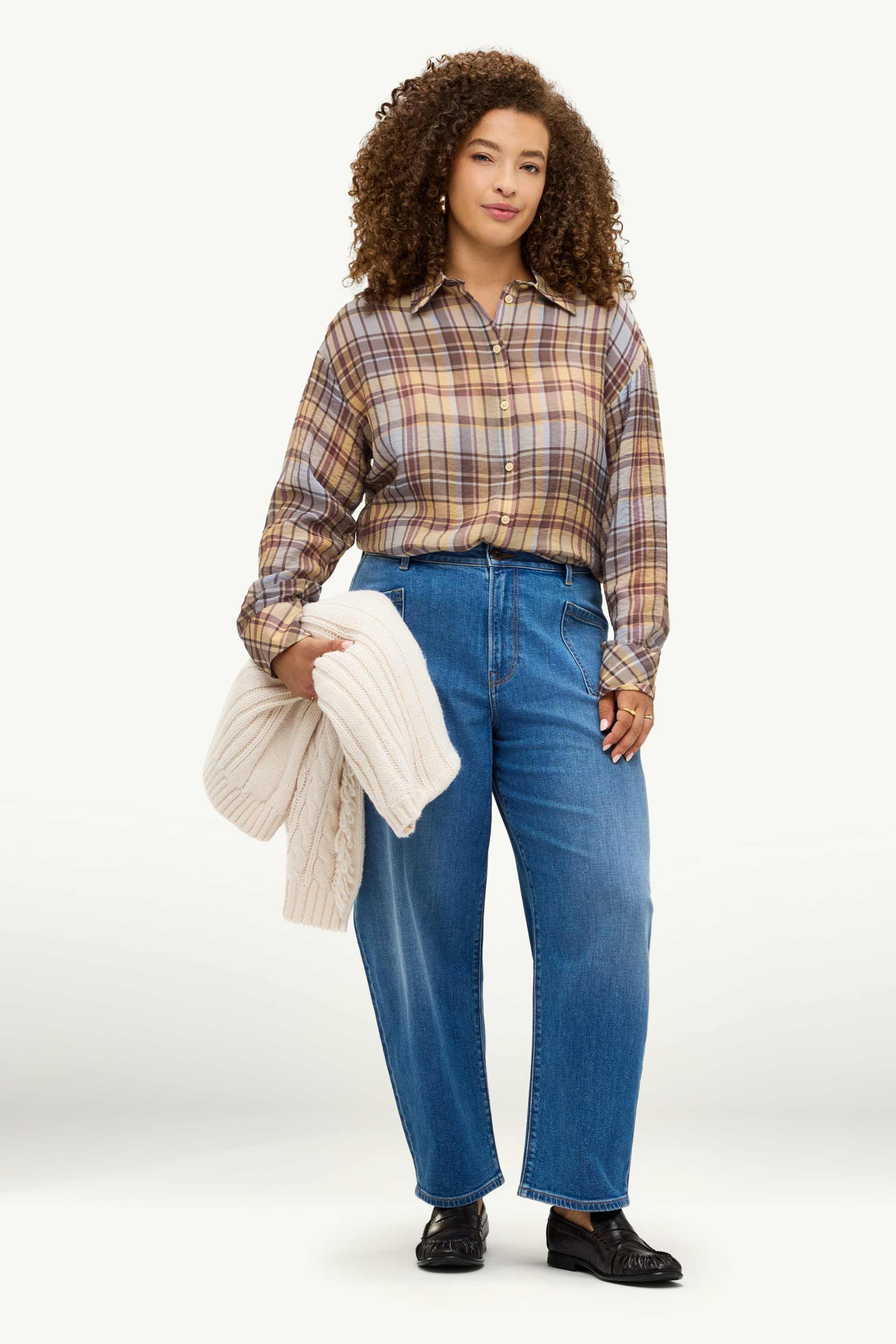 Shirt blouse - check beige / blue