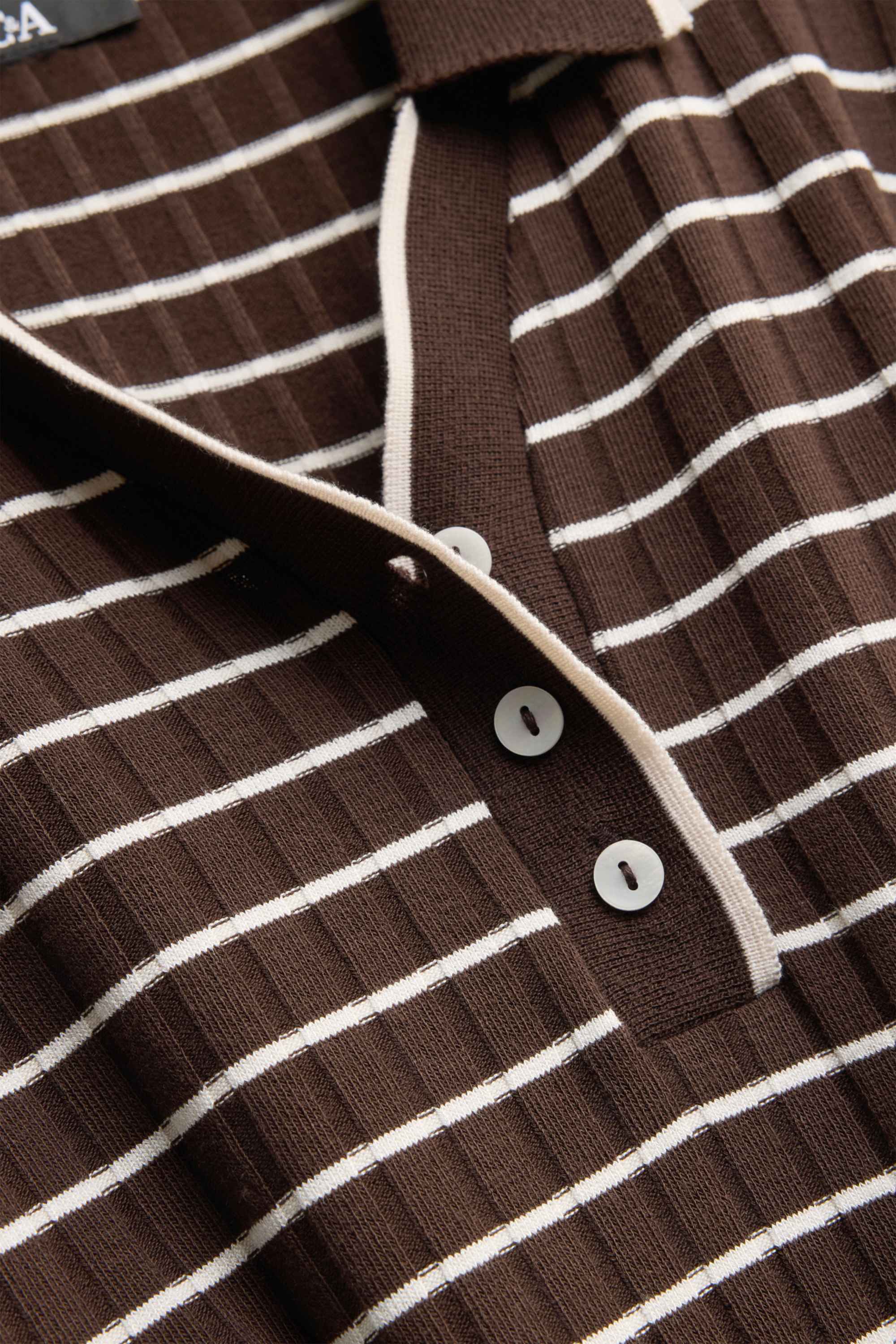 Polo shirt - regular fit - ribbed - striped brown