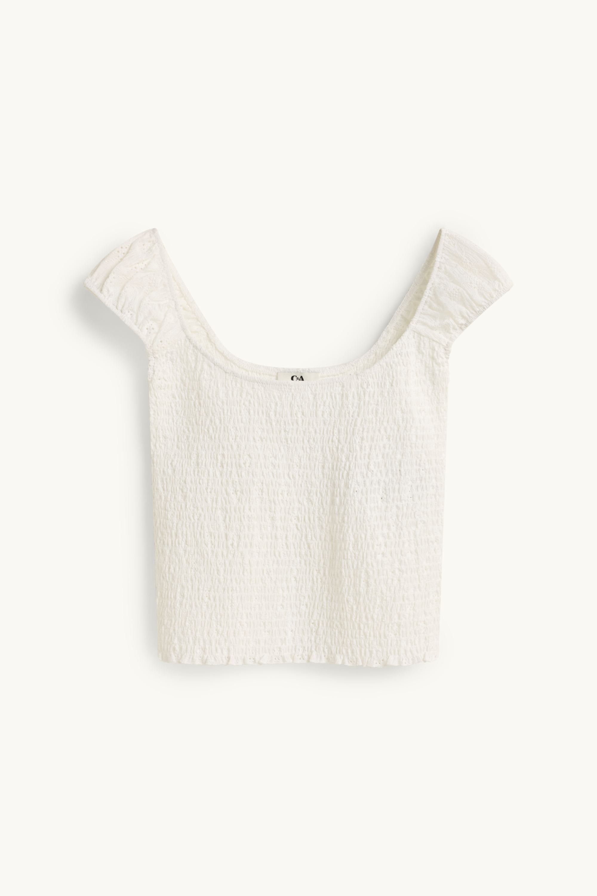 Blouse top - smocked white