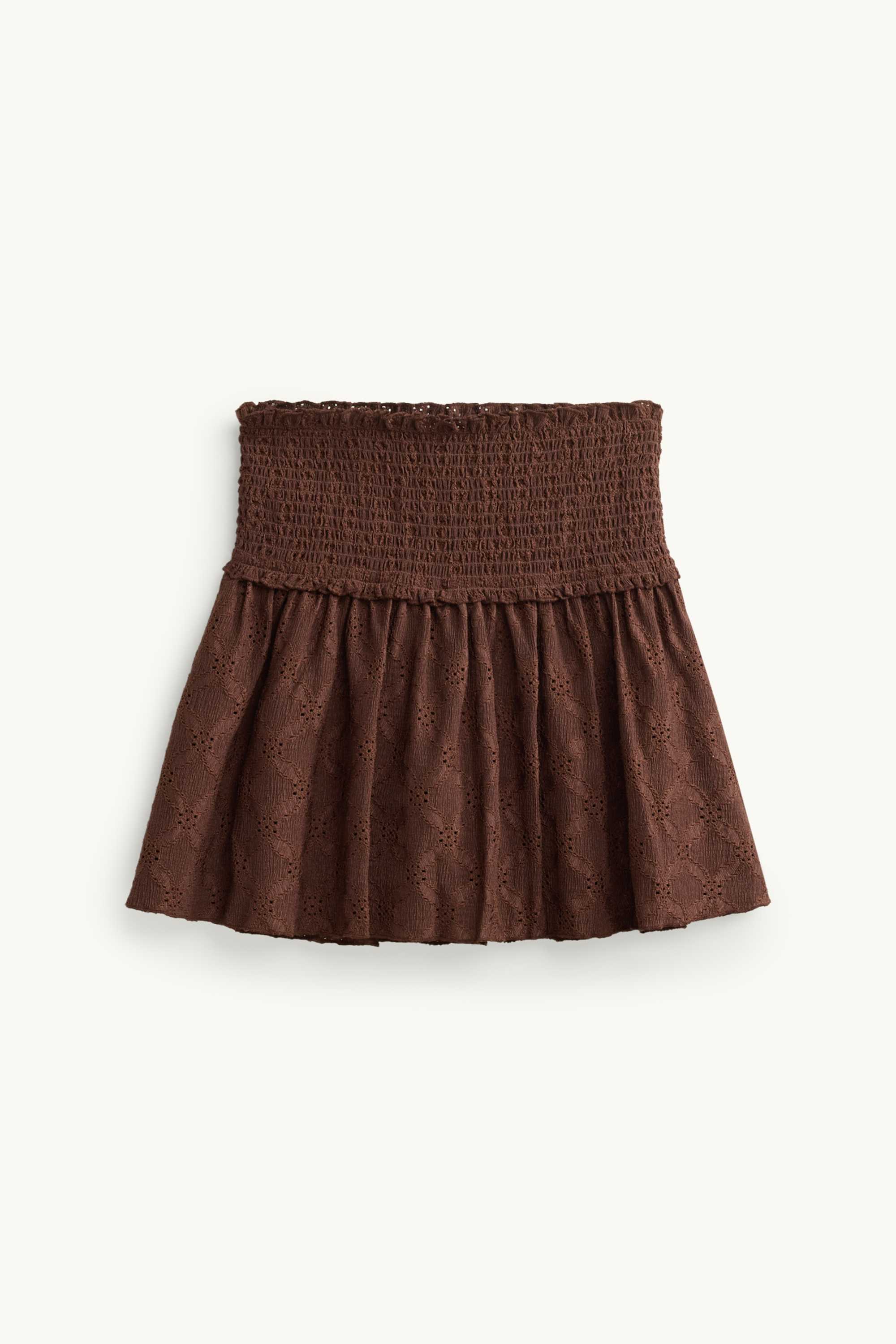 Skirt - broderie anglaise dark brown