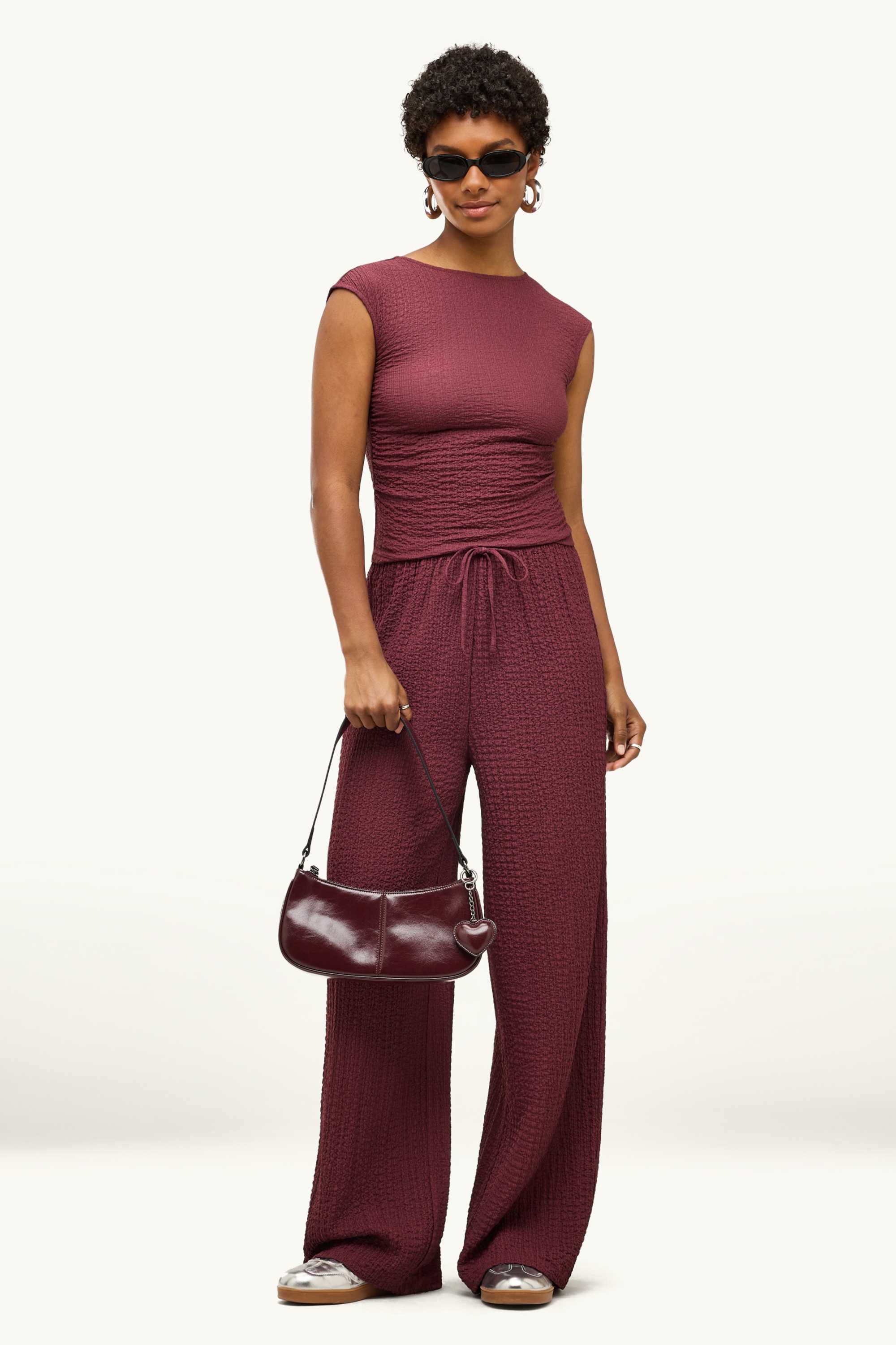 Top - textured dark red