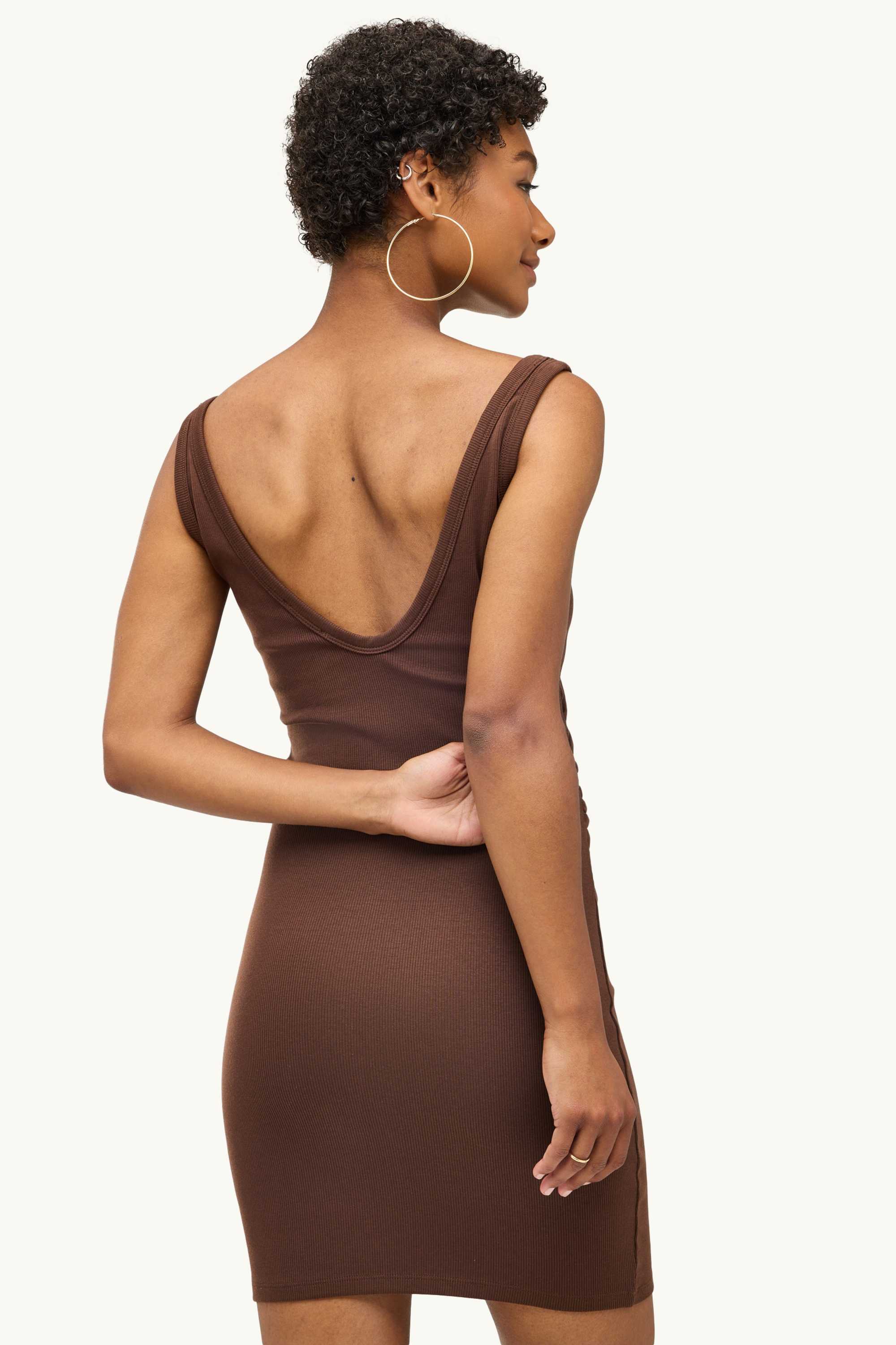 Bodycon dress - ribbed dark brown