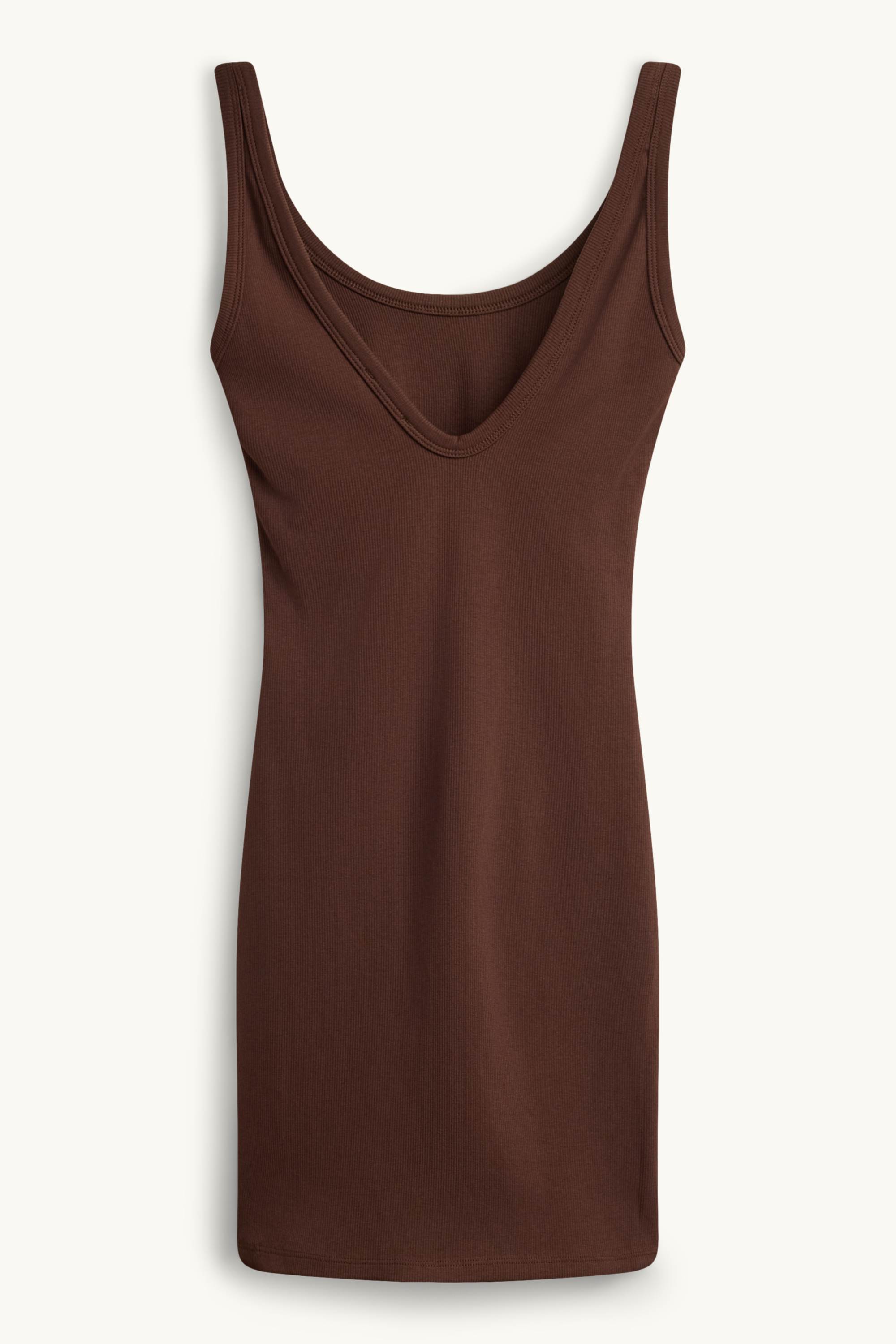 Bodycon dress - ribbed dark brown