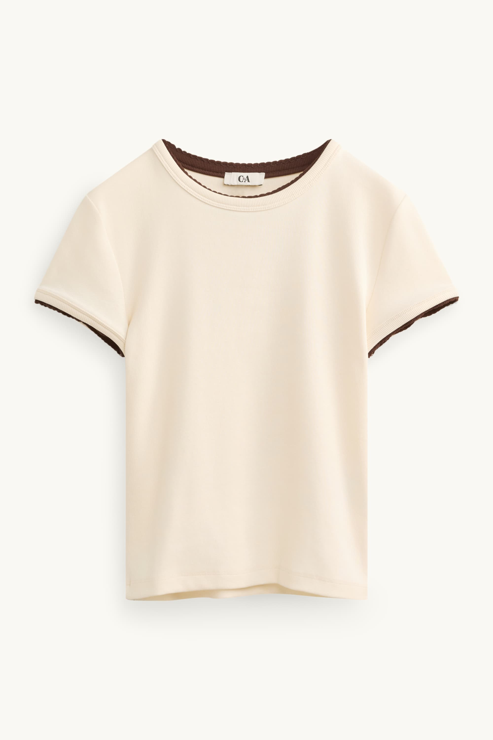 T-shirt - slim fit - 2-in-1 look beige