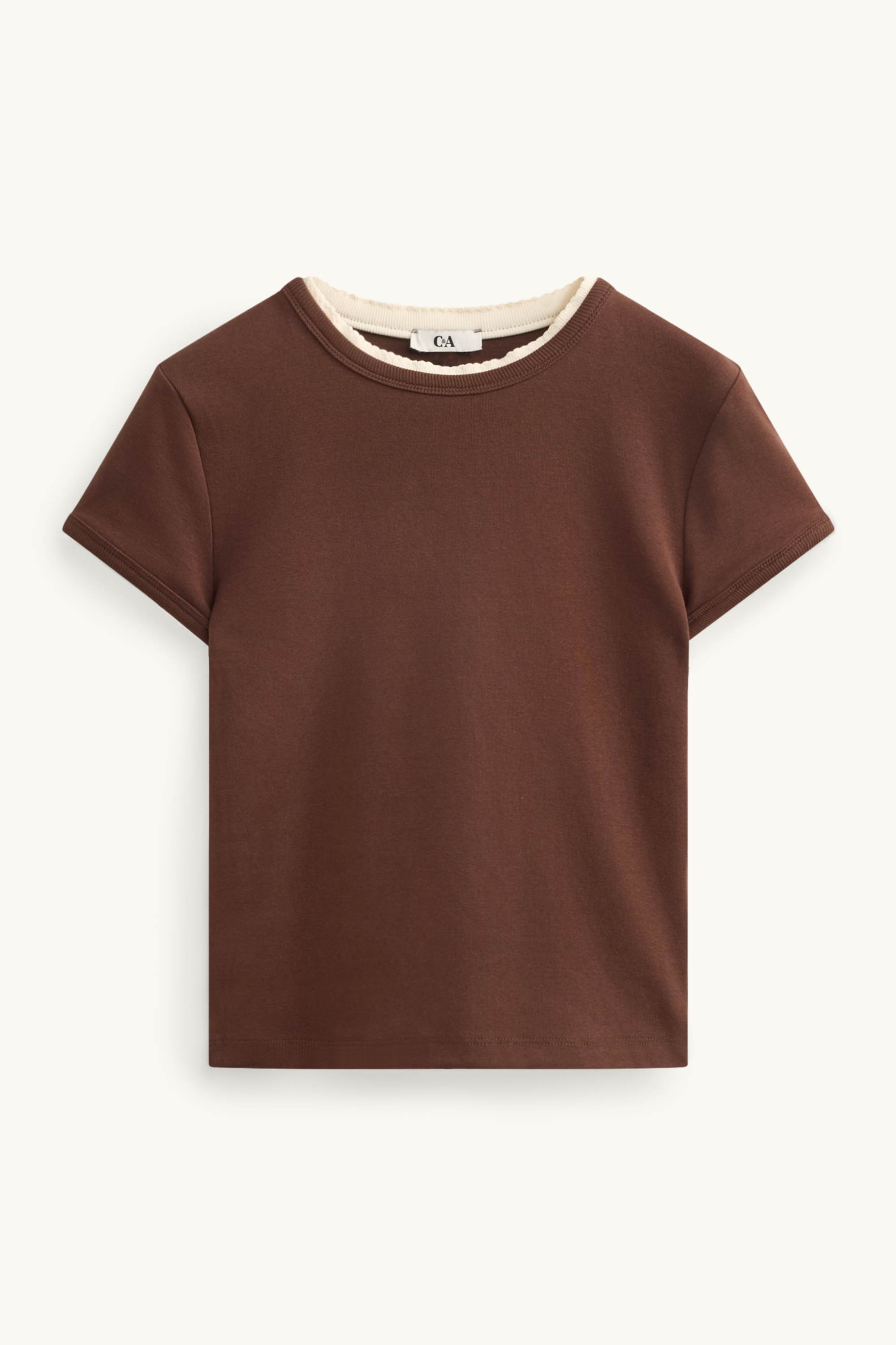 T-shirt - slim fit - 2-in-1 look brown