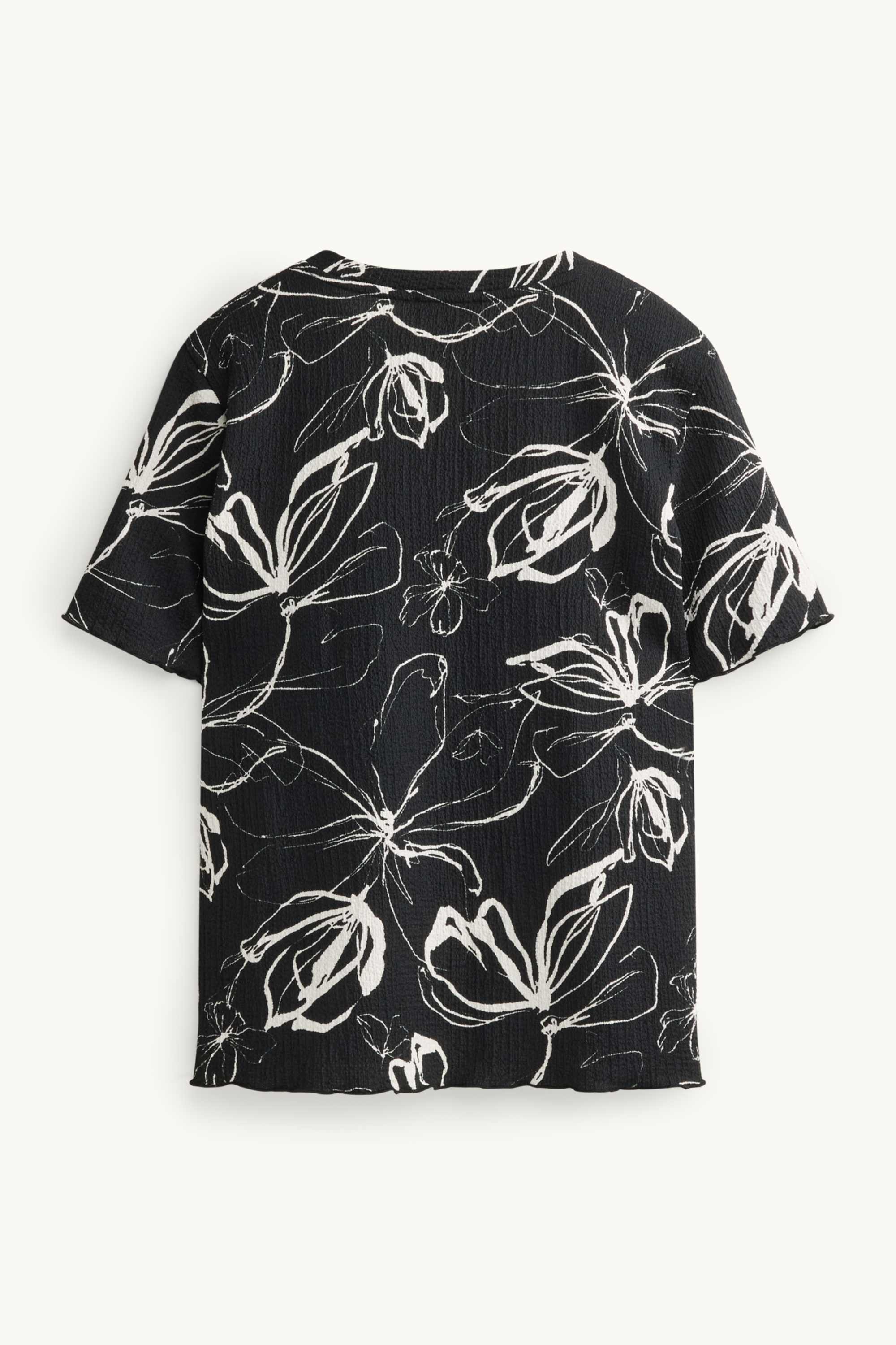 T-shirt - regular fit - floral black / white