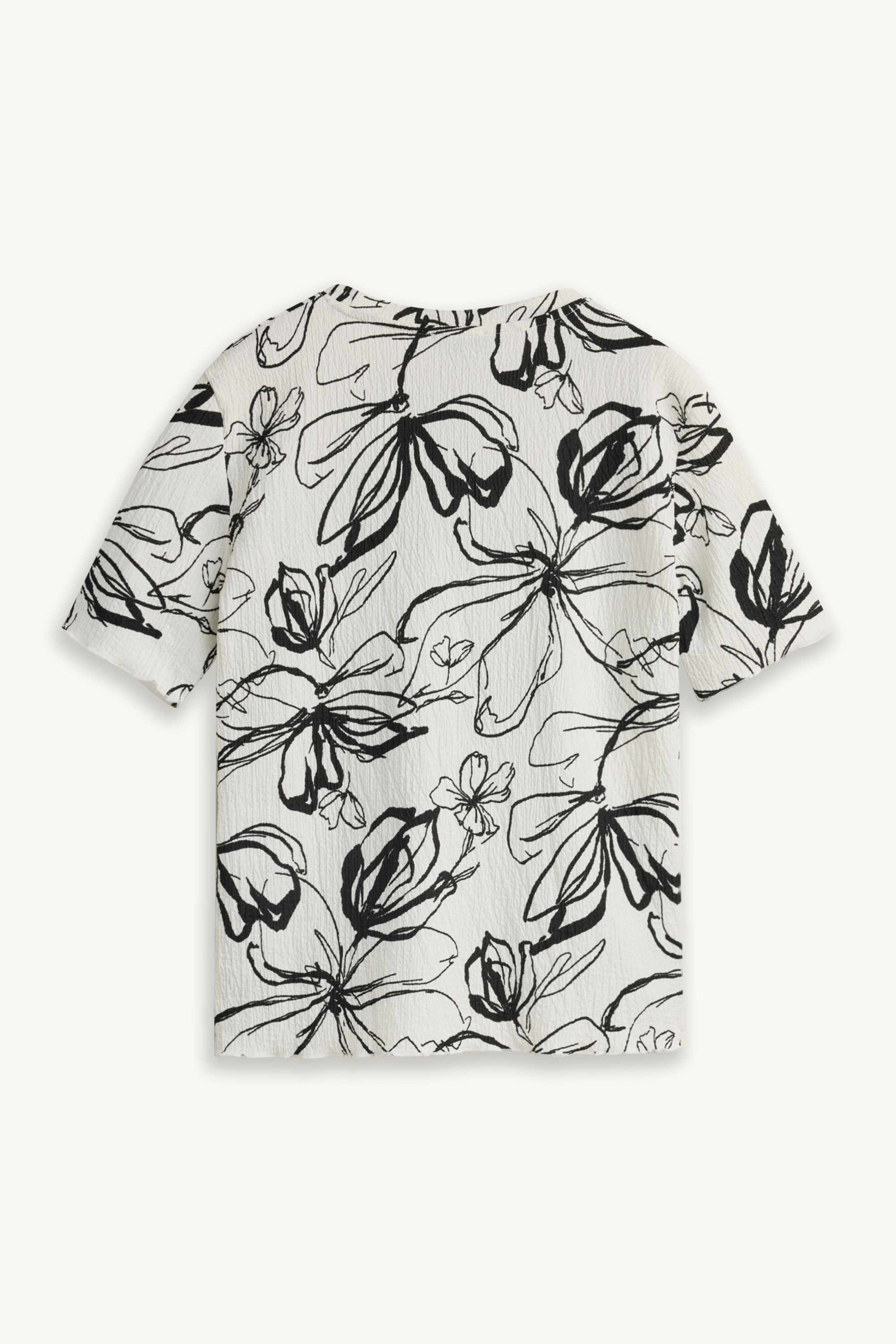 T-shirt - regular fit - floral white / black