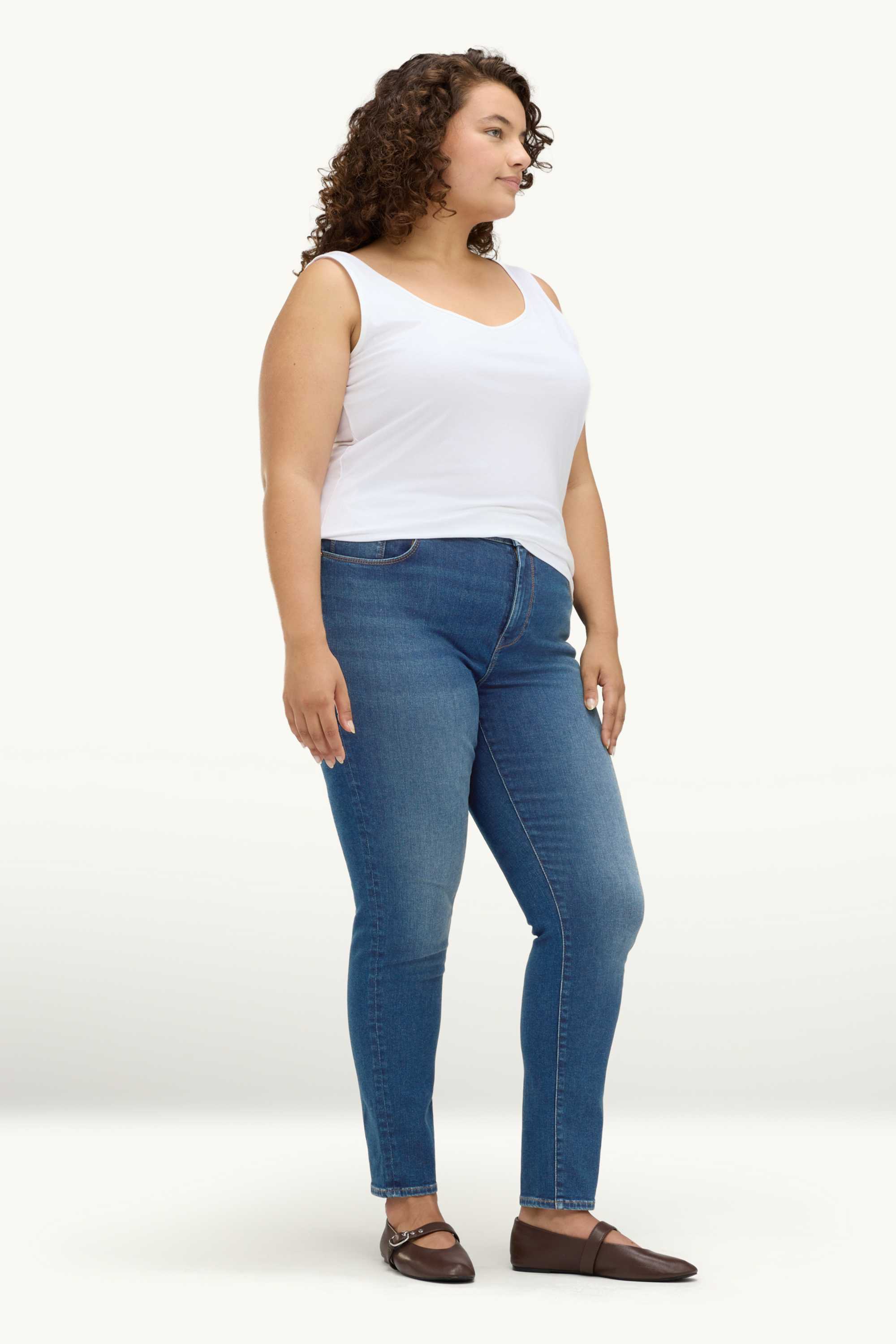 Skinny jeans - mid-rise waist - shaping jeans - LYCRA® blue denim