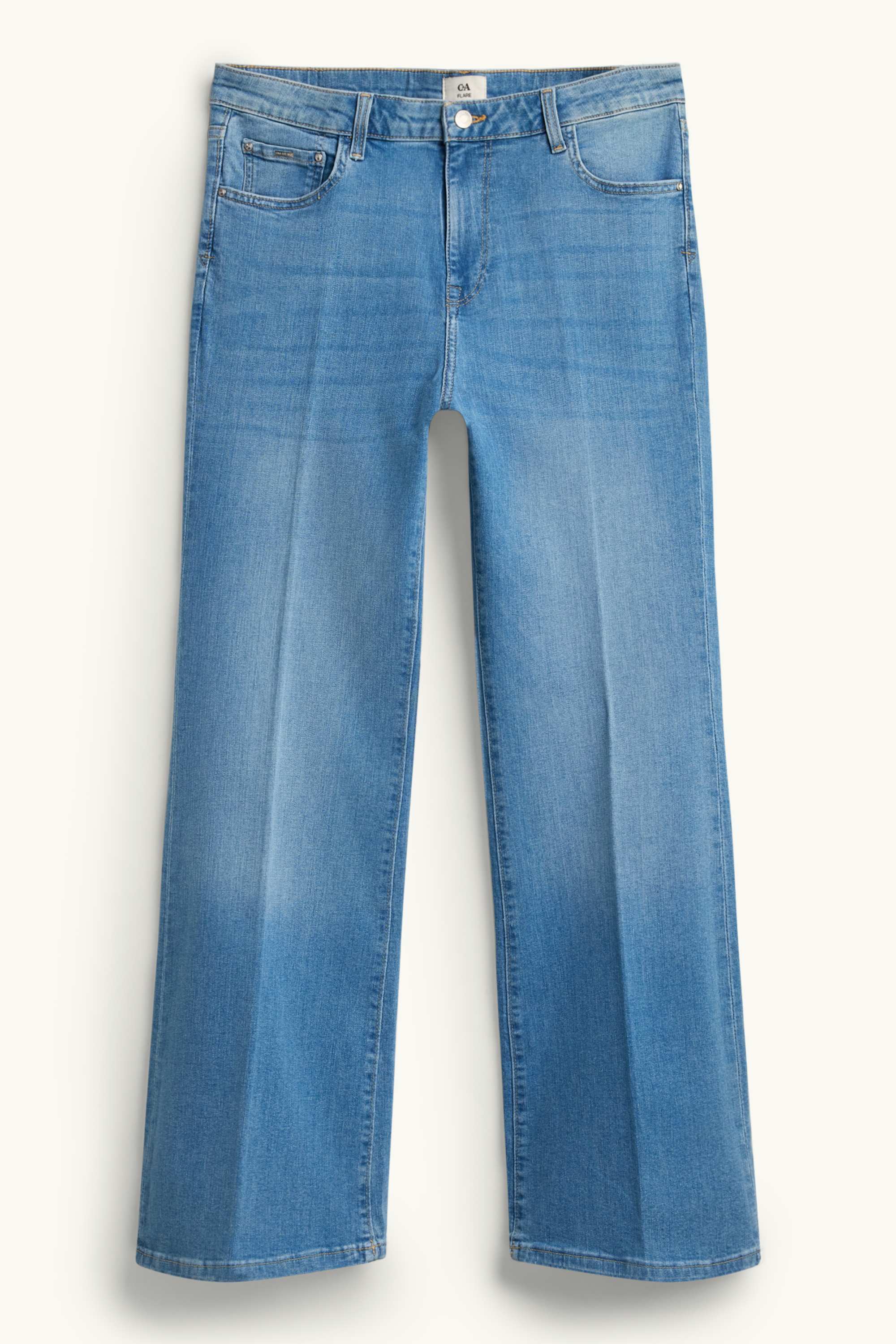 Flared jeans - mid-rise waist - LYCRA® blue denim