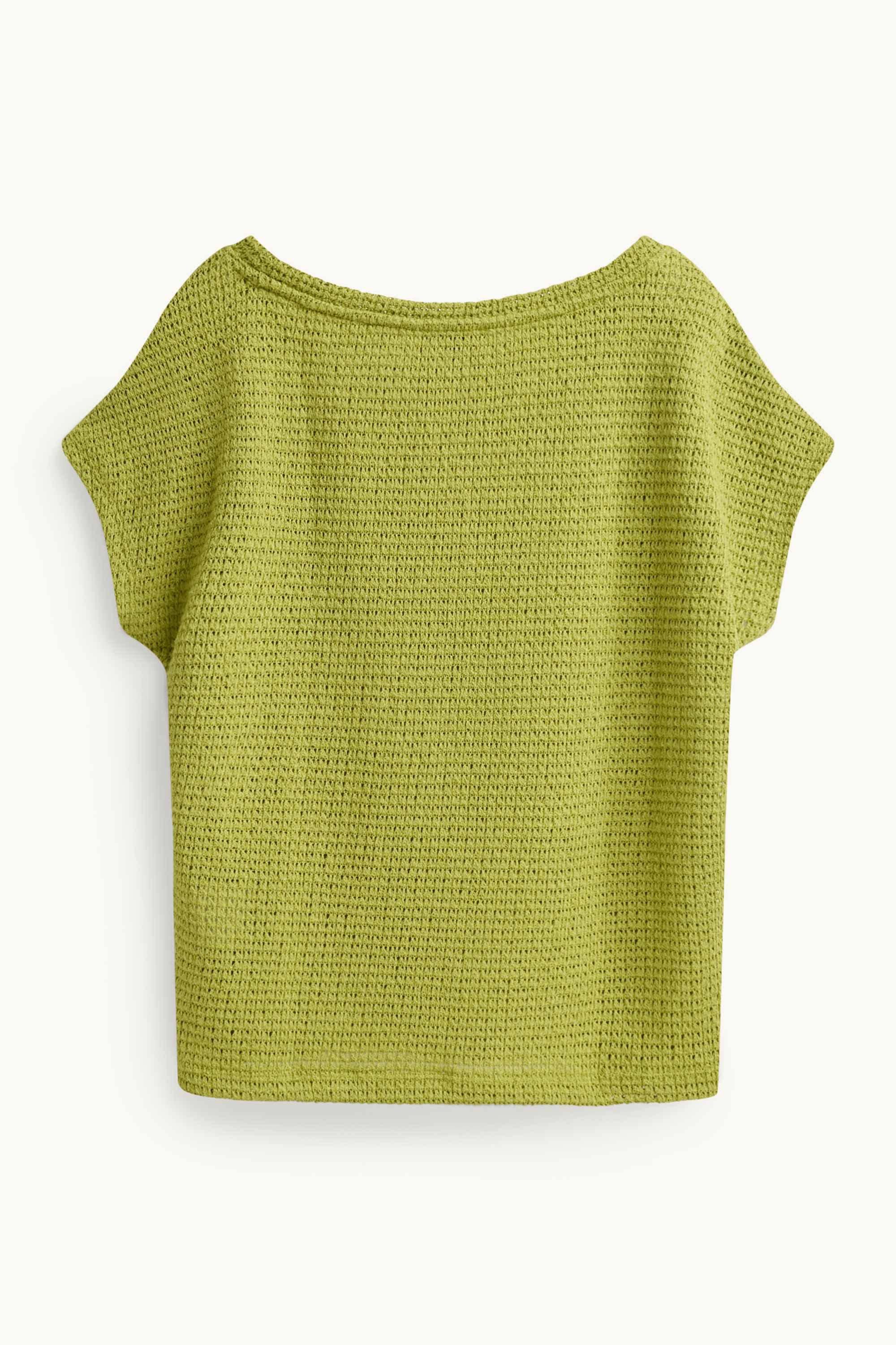 Knitted T-shirt - relaxed fit - textured light green
