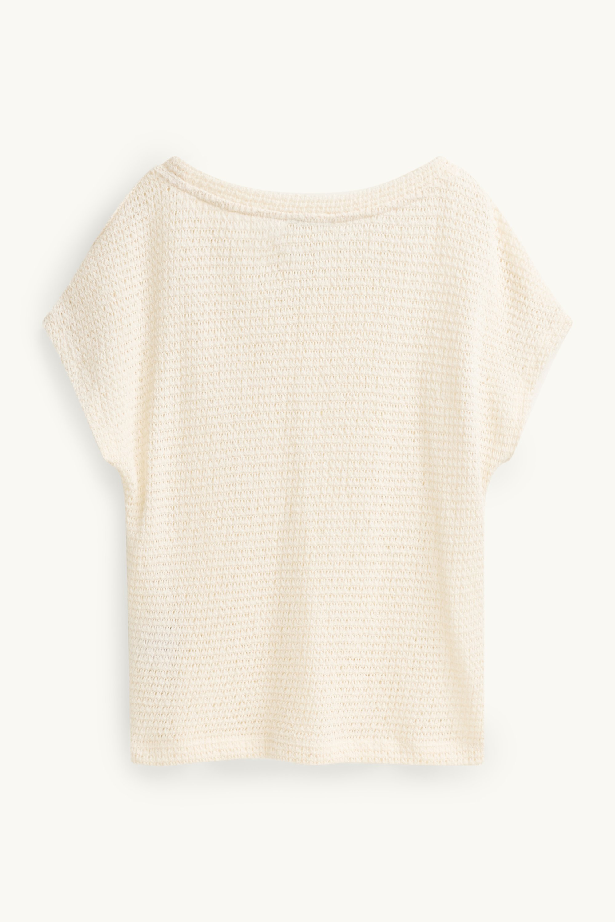 Knitted T-shirt - relaxed fit - textured cremewhite