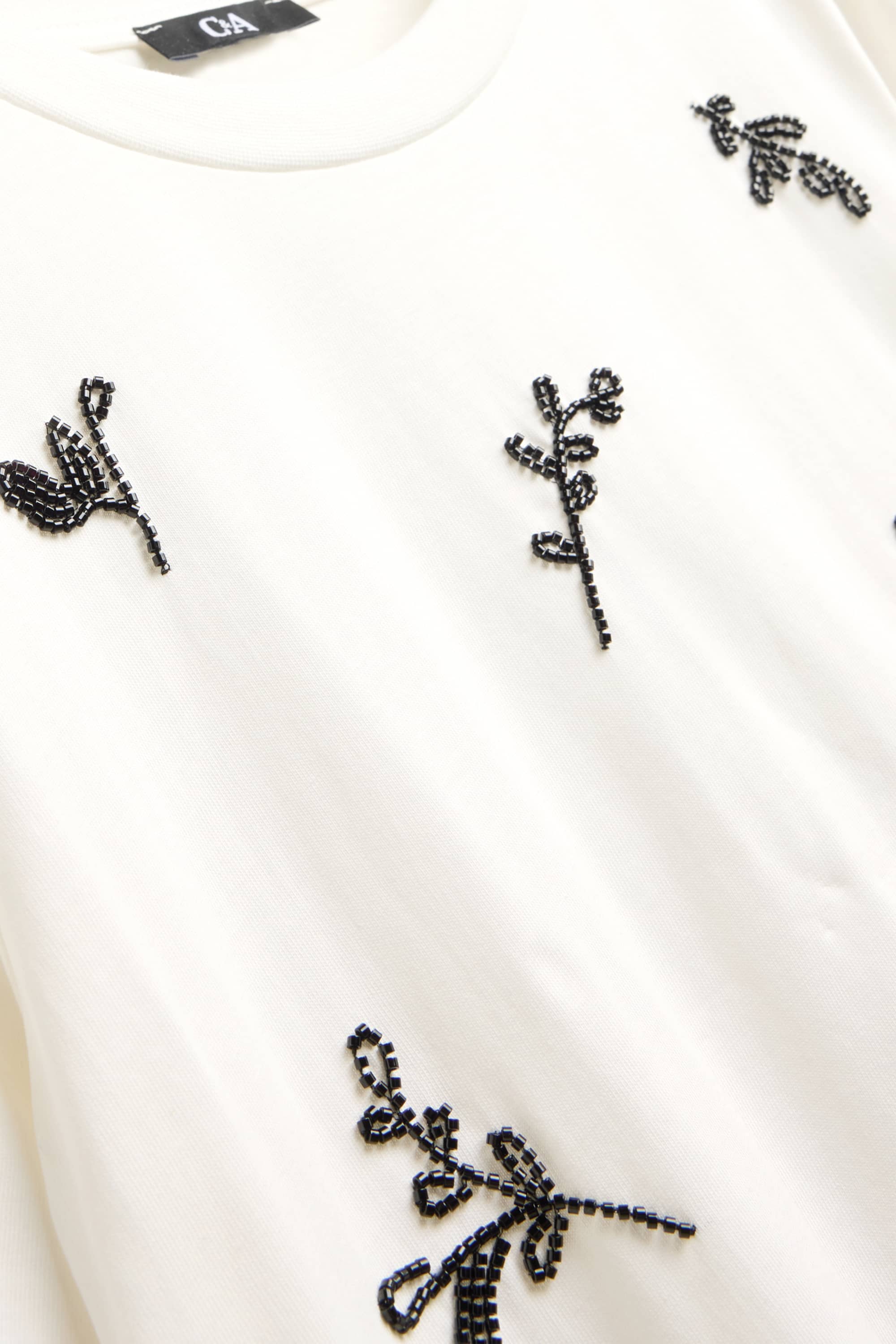 T-shirt with beads - regular fit white / black