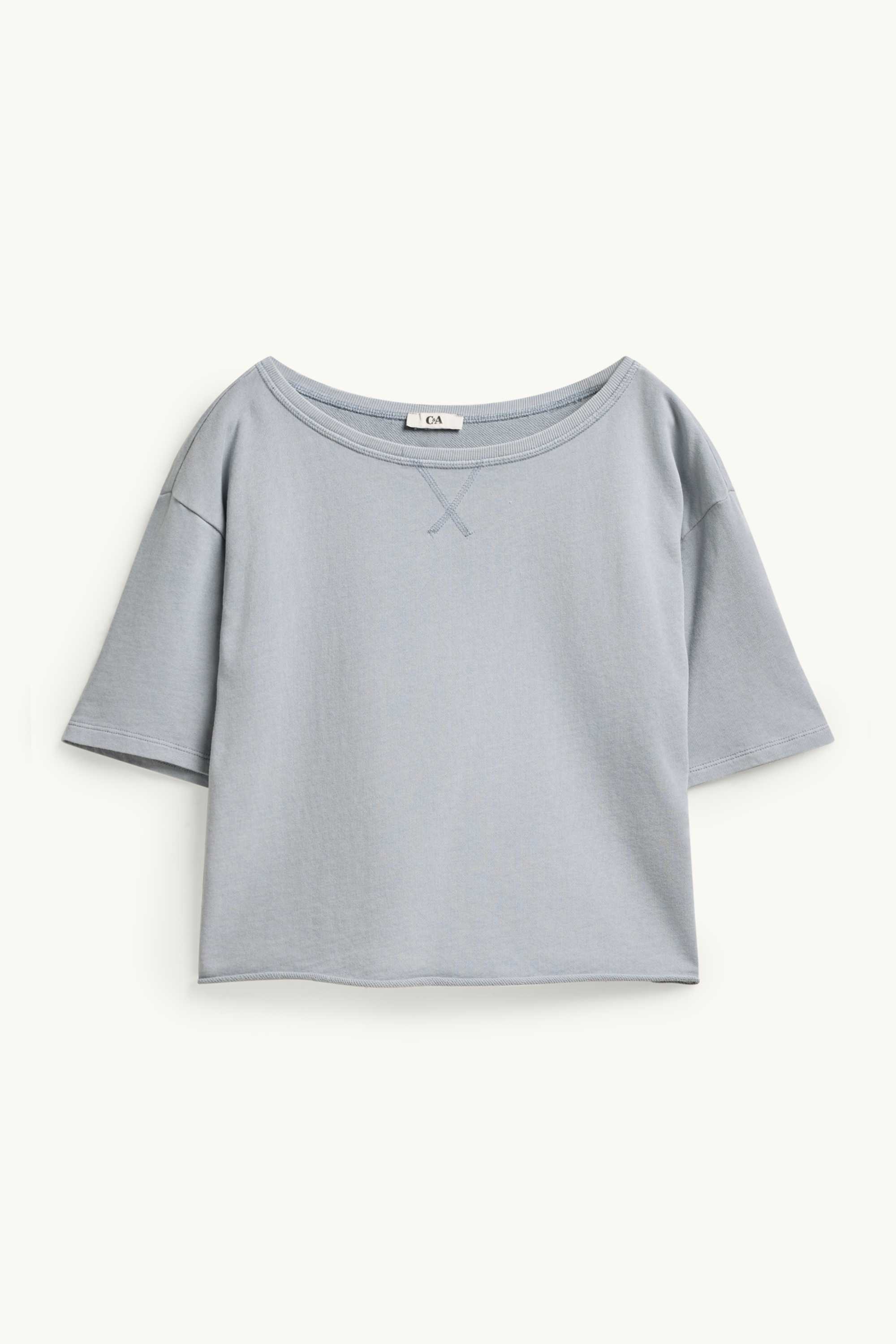 Cropped T-shirt - oversized light gray