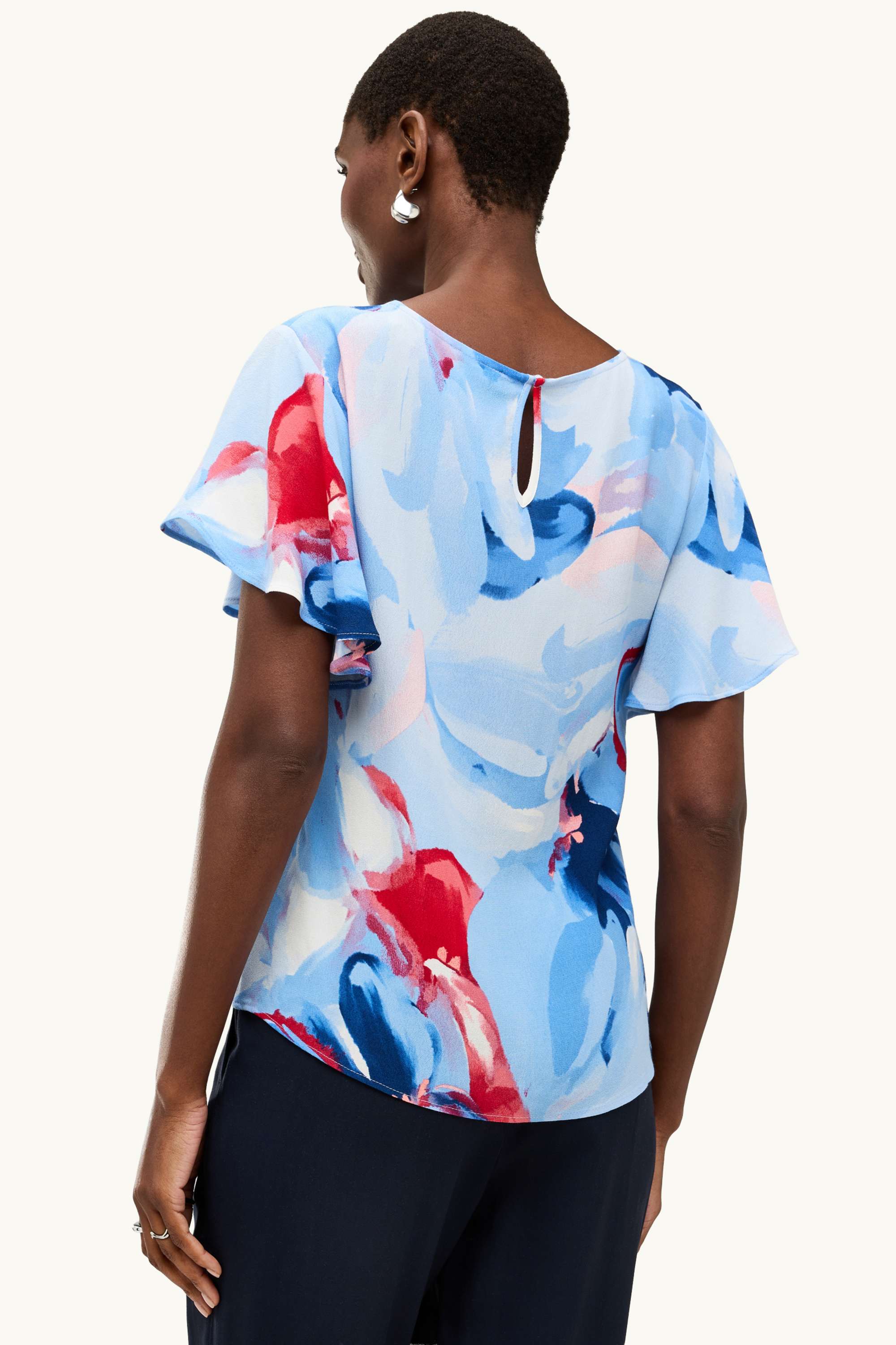 Blouse - patterned white / blue