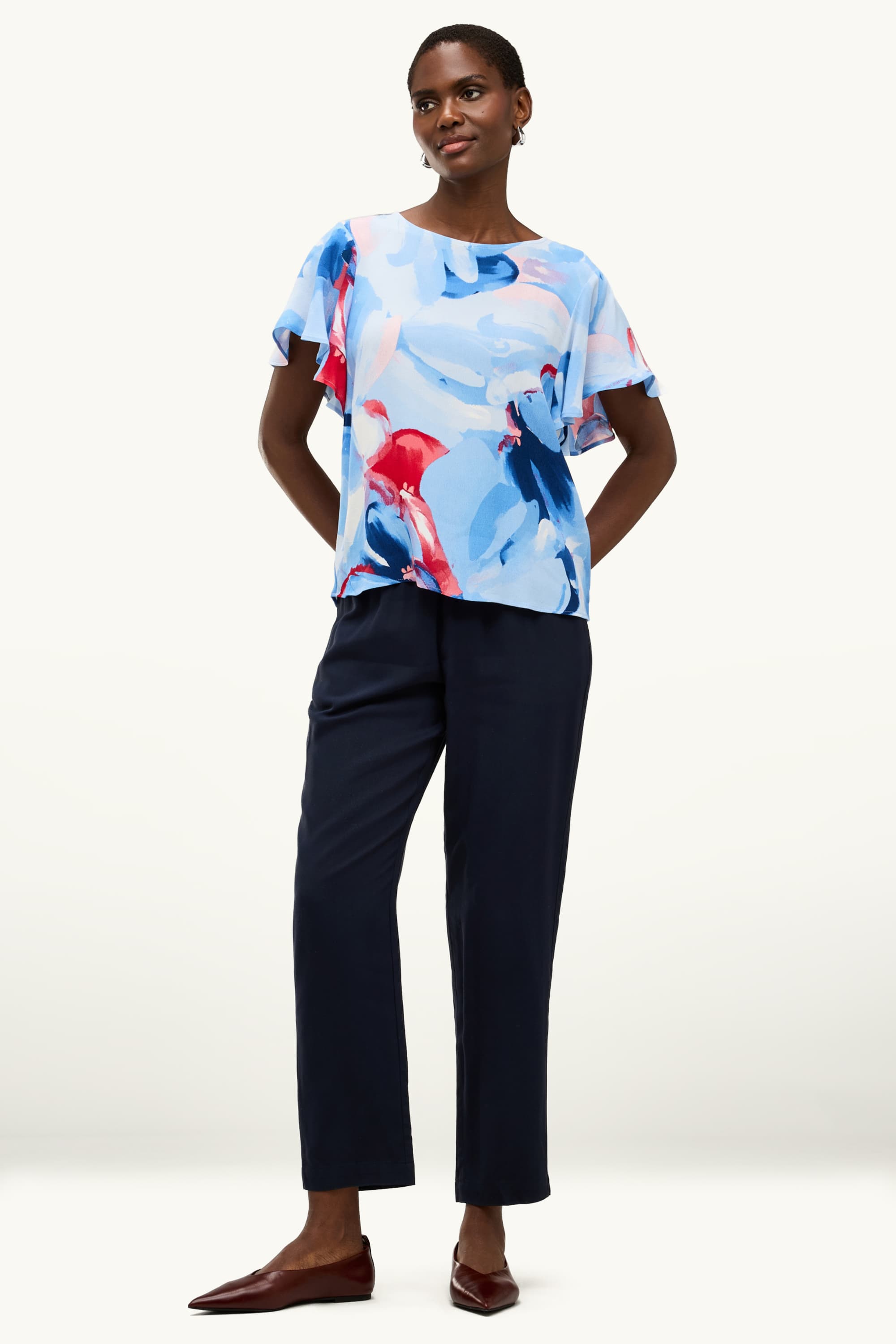 Blouse - patterned white / blue