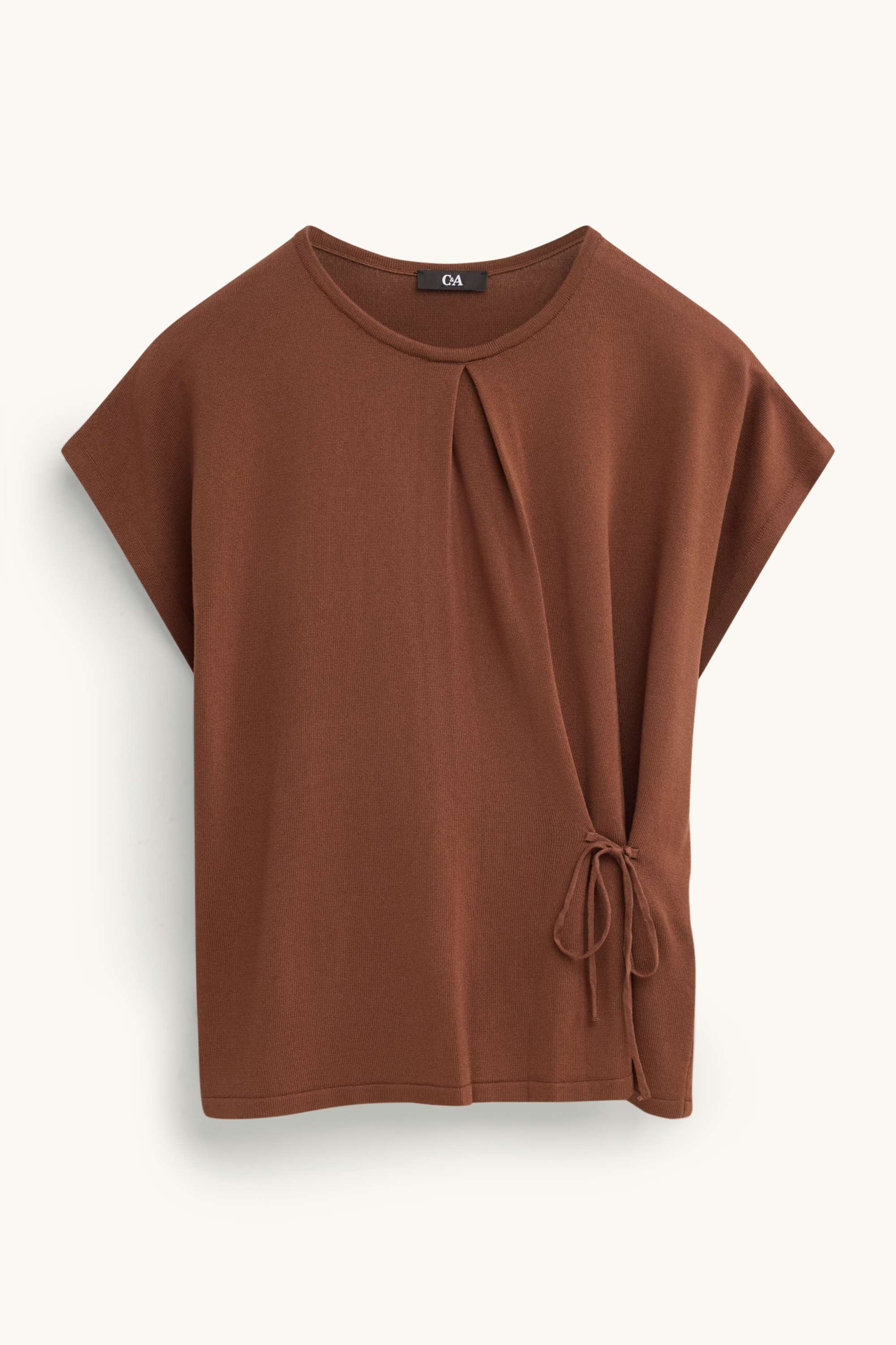 Knitted jumper - short sleeve light brown