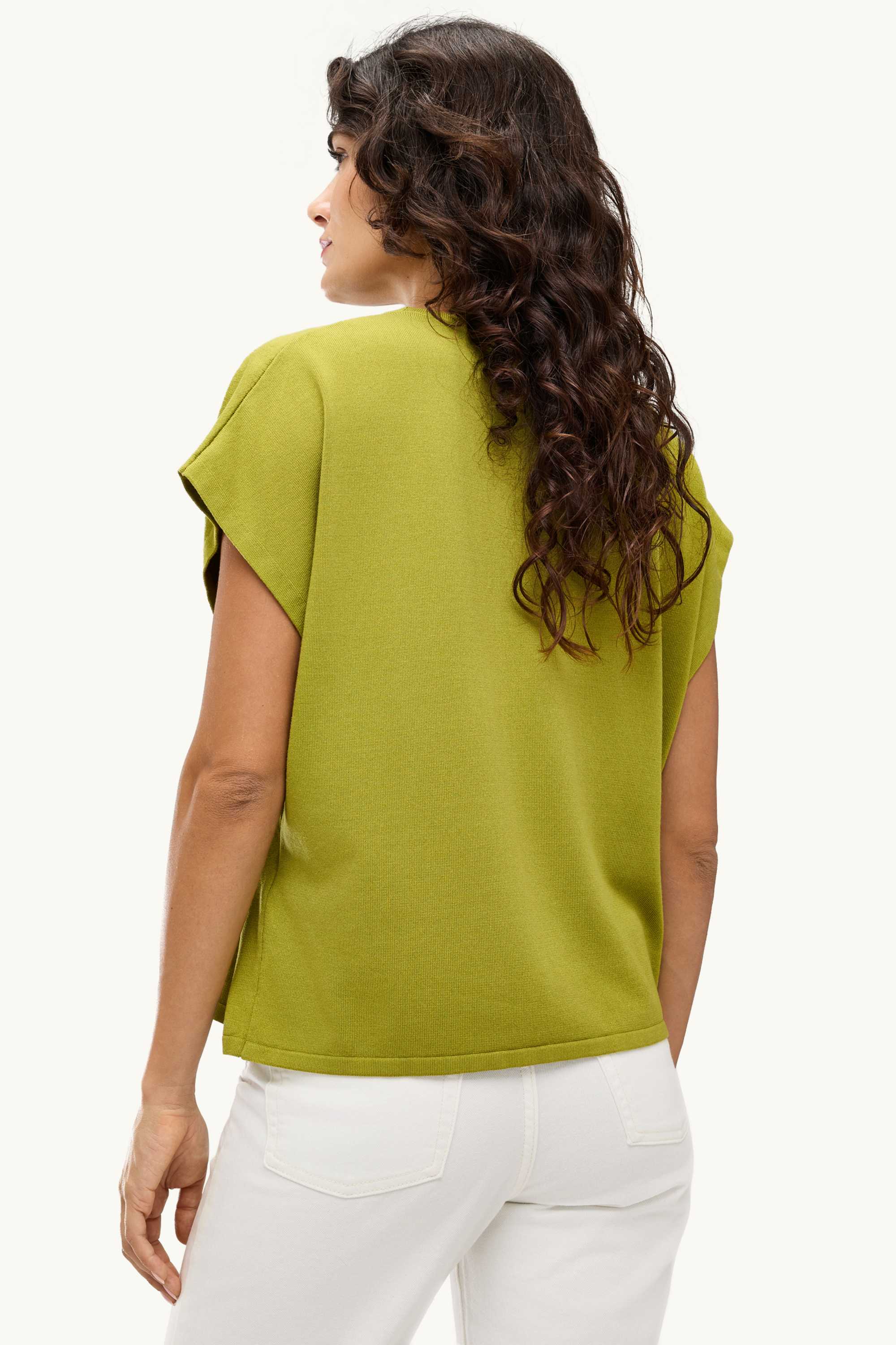 Knitted jumper - short sleeve green