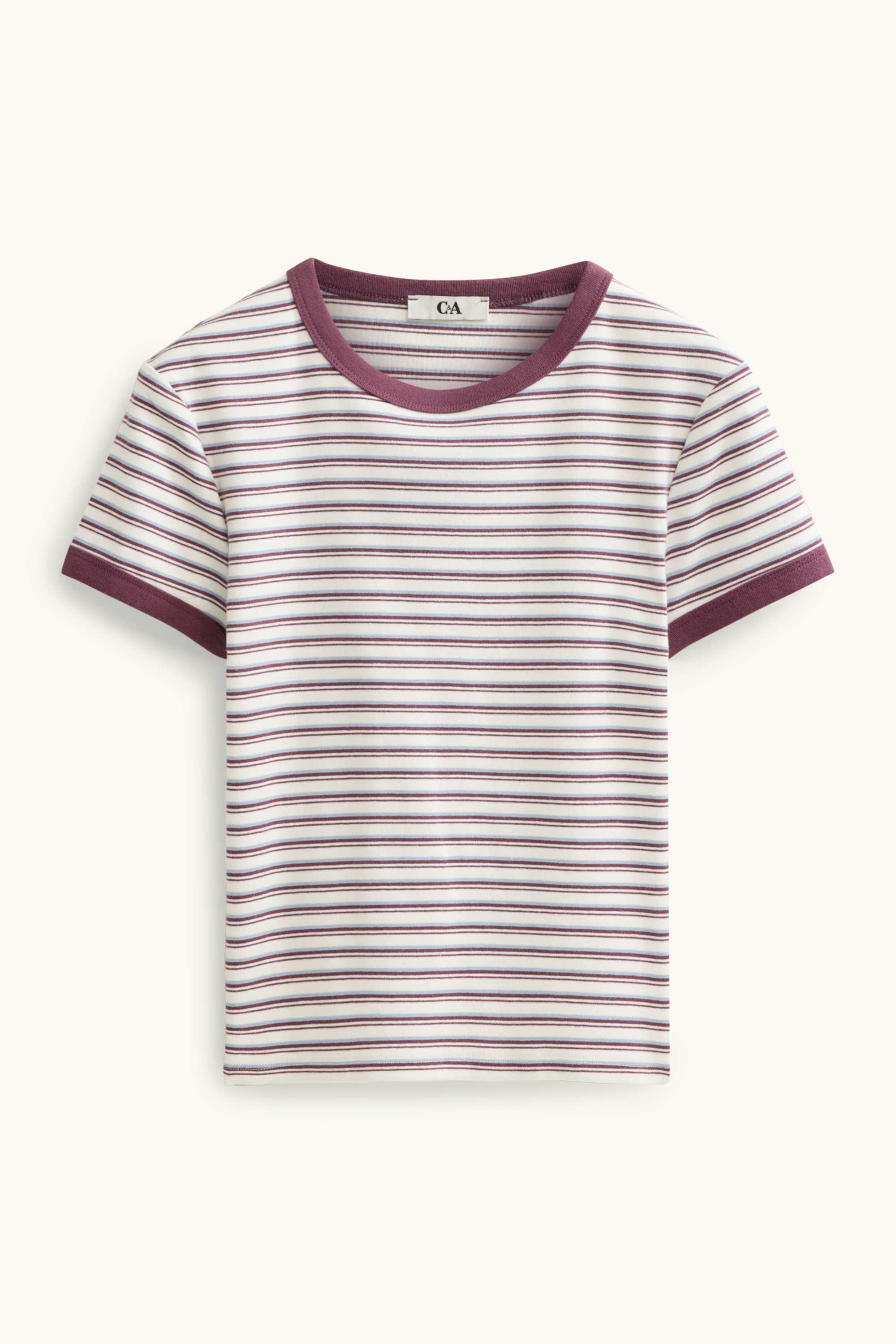 T-shirt - slim fit - striped white