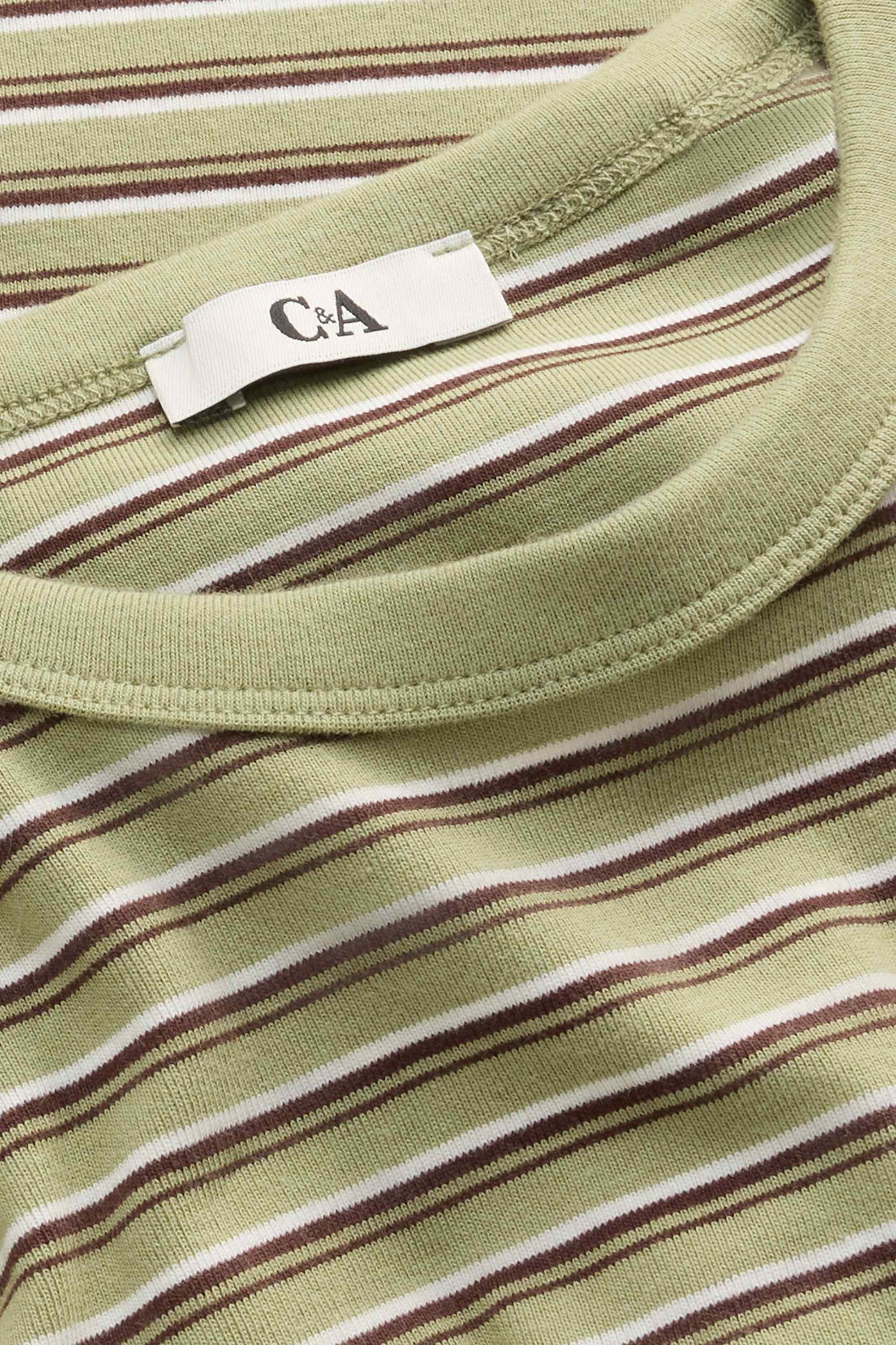 T-shirt - slim fit - striped light green