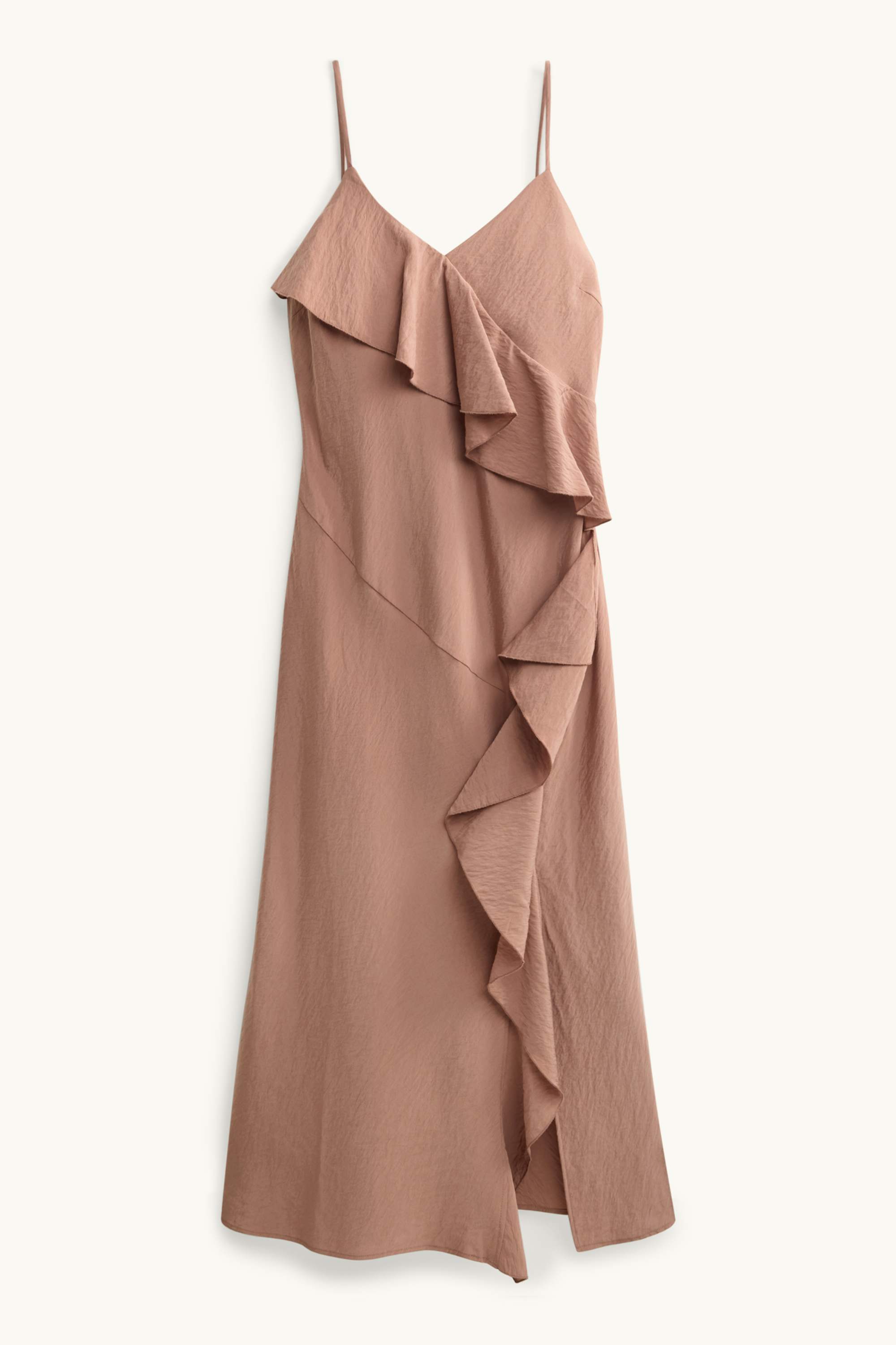 Fit & flare V-neck dress light brown