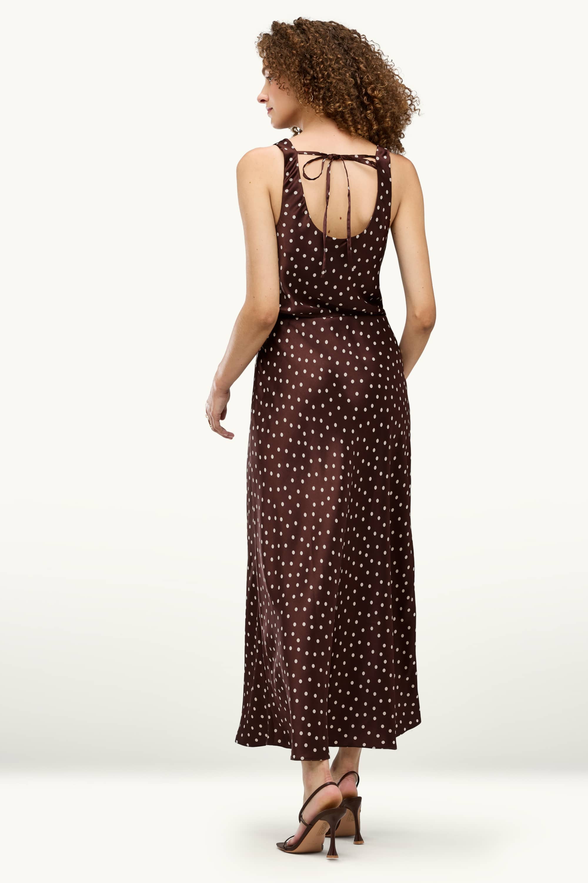 Fit & flare dress - polka dot brown