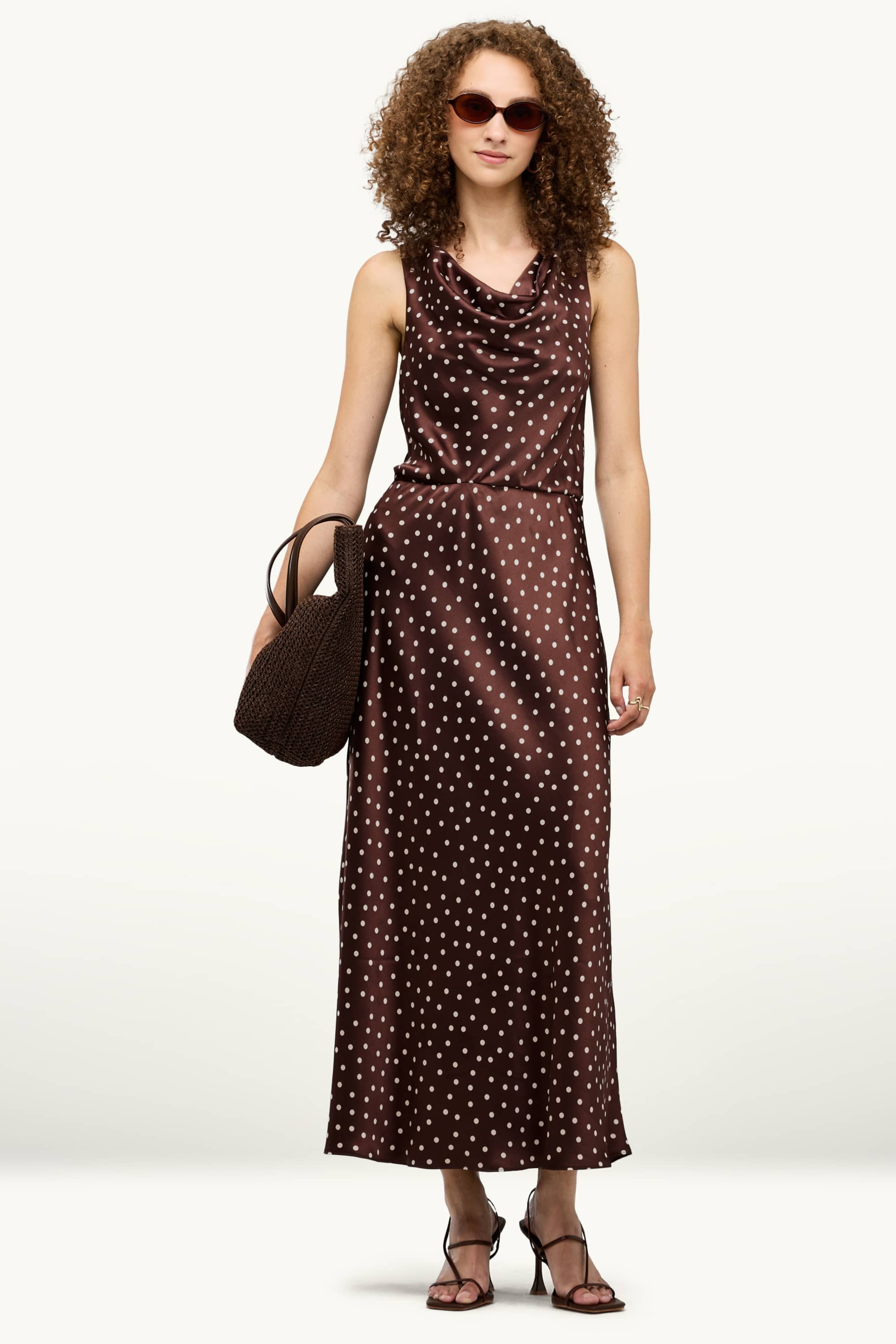 Fit & flare dress - polka dot brown