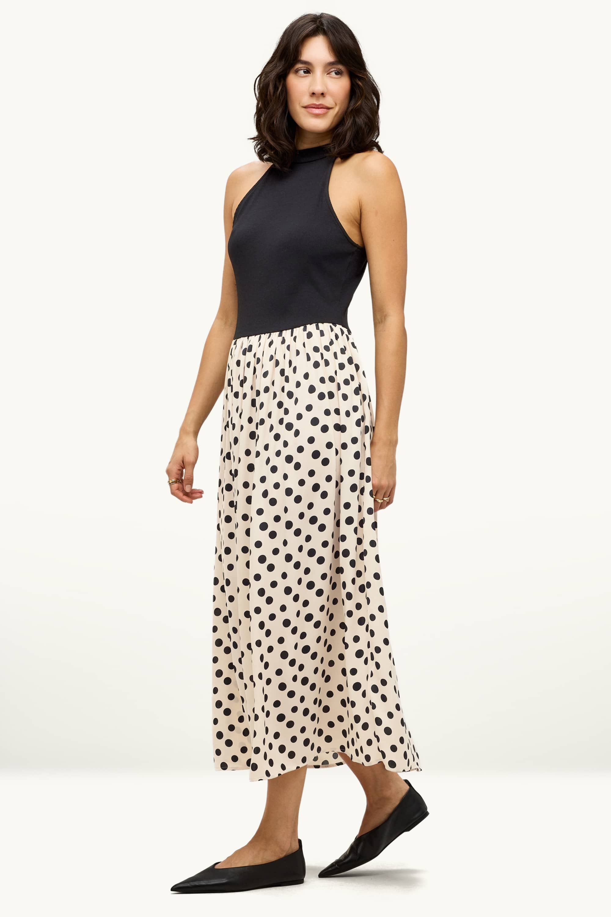 Fit & flare dress - polka dot white / black