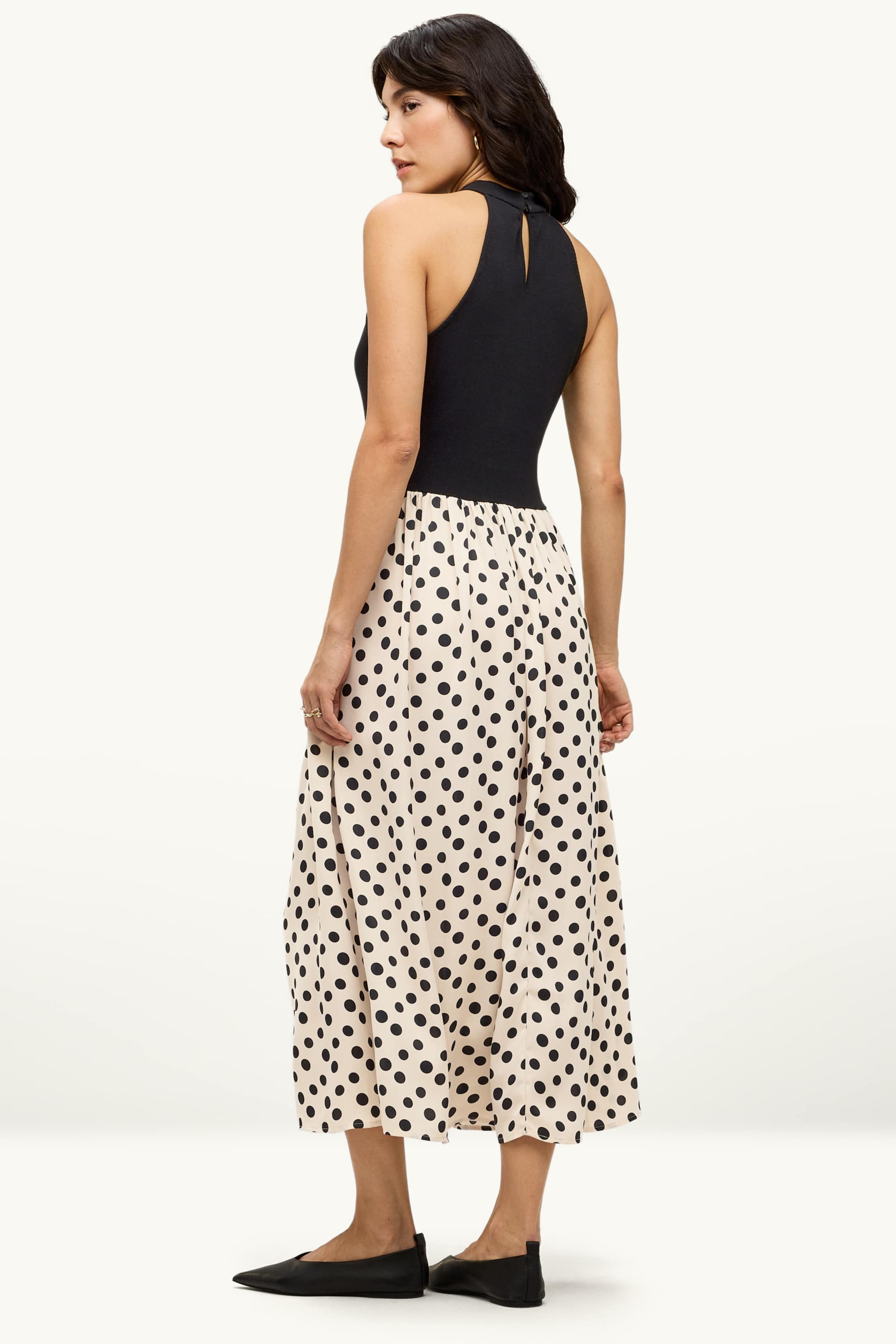 Fit & flare dress - polka dot white / black