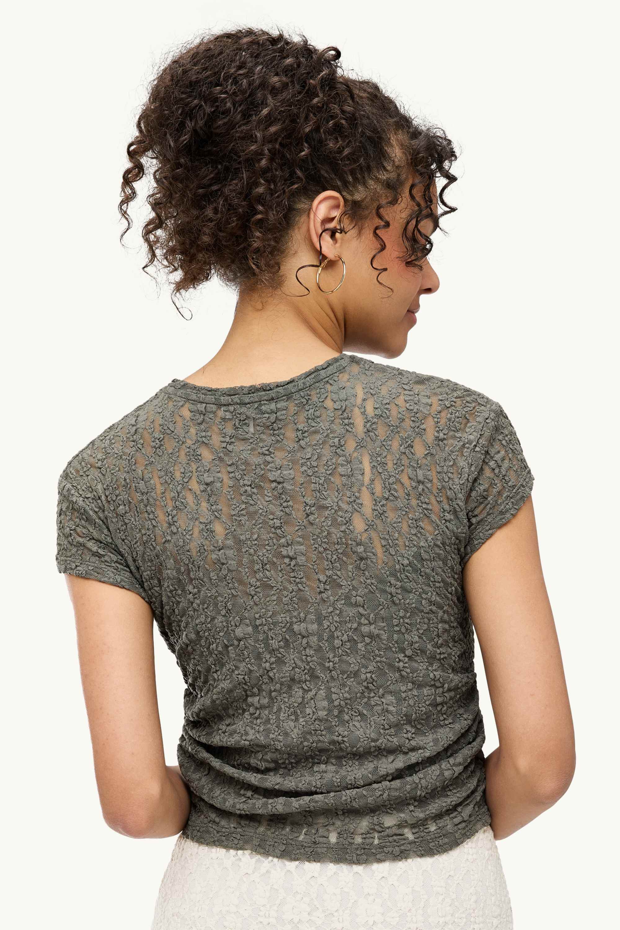 T-shirt - slim fit - mesh khaki
