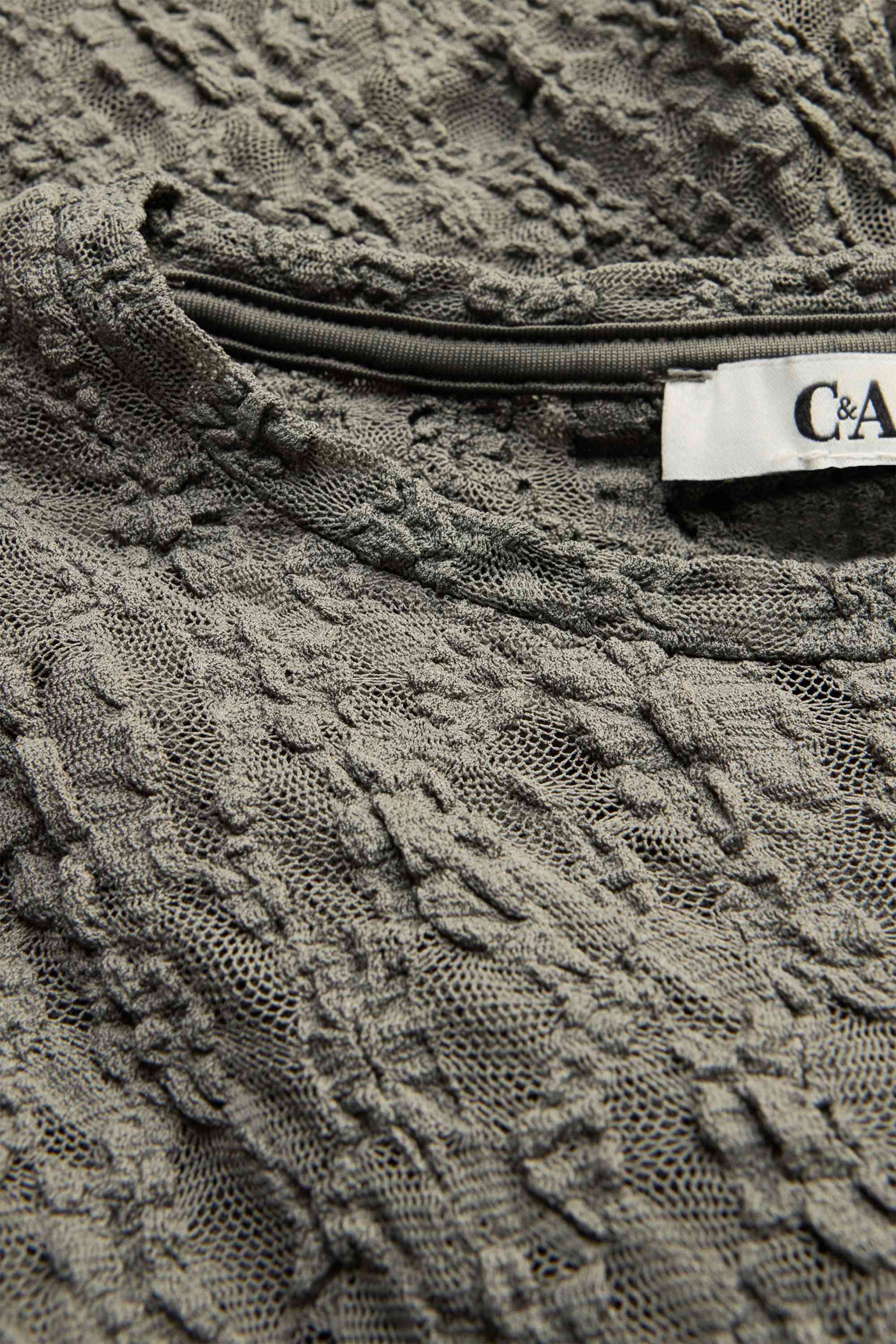 T-shirt - slim fit - mesh khaki